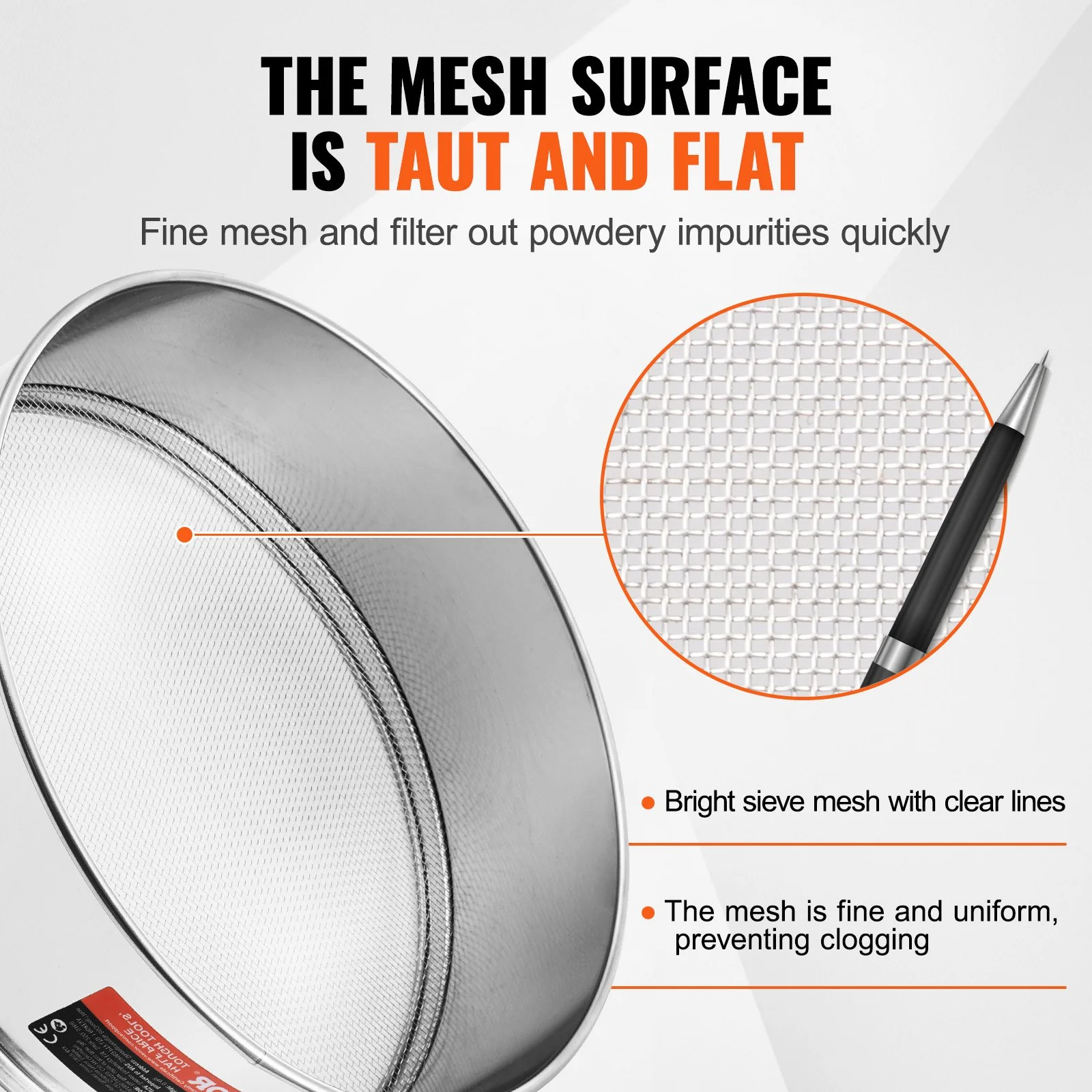 Flour Sieve Fine Mesh, 12 Mesh Flour Sifter, 304 Stainless Steel Fine Mesh Sifter Food-grade, Dia. 12.6" Fine Mesh Strainers for Baking, 5 Sizes Mesh hole for Mungbean, Rice, Flour, Pearl Powder - Image 9