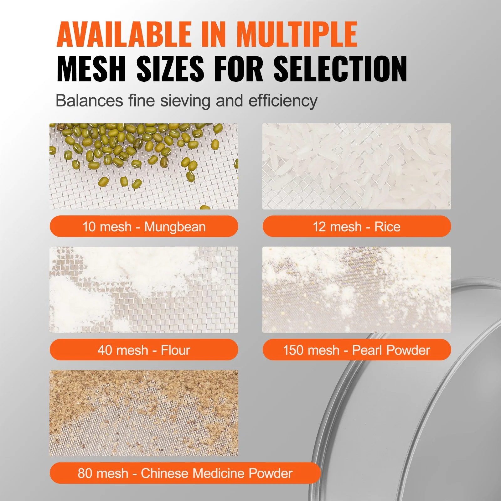 Flour Sieve Fine Mesh, 12 Mesh Flour Sifter, 304 Stainless Steel Fine Mesh Sifter Food-grade, Dia. 12.6" Fine Mesh Strainers for Baking, 5 Sizes Mesh hole for Mungbean, Rice, Flour, Pearl Powder - Image 7