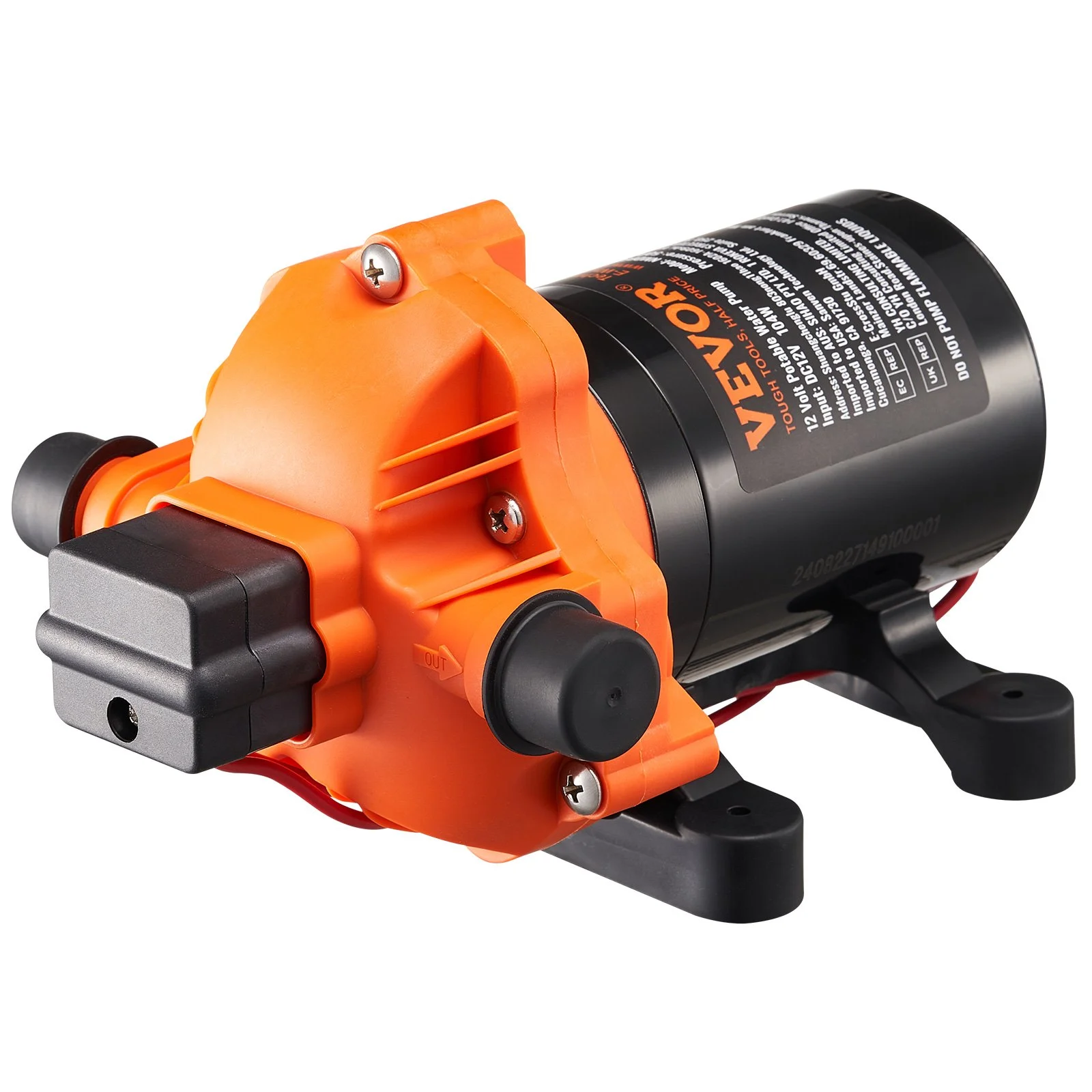 12V Diaphragm Pump, 3.5 GPM (13.25 L/min), 3-Chamber 12 Volt DC Water Pump with Automatic Pressure Switch 40-100 PSI Adjustable, 50 PSI, 1/2'' MNPT Port, for RV Yacht Food Truck Camper Marine