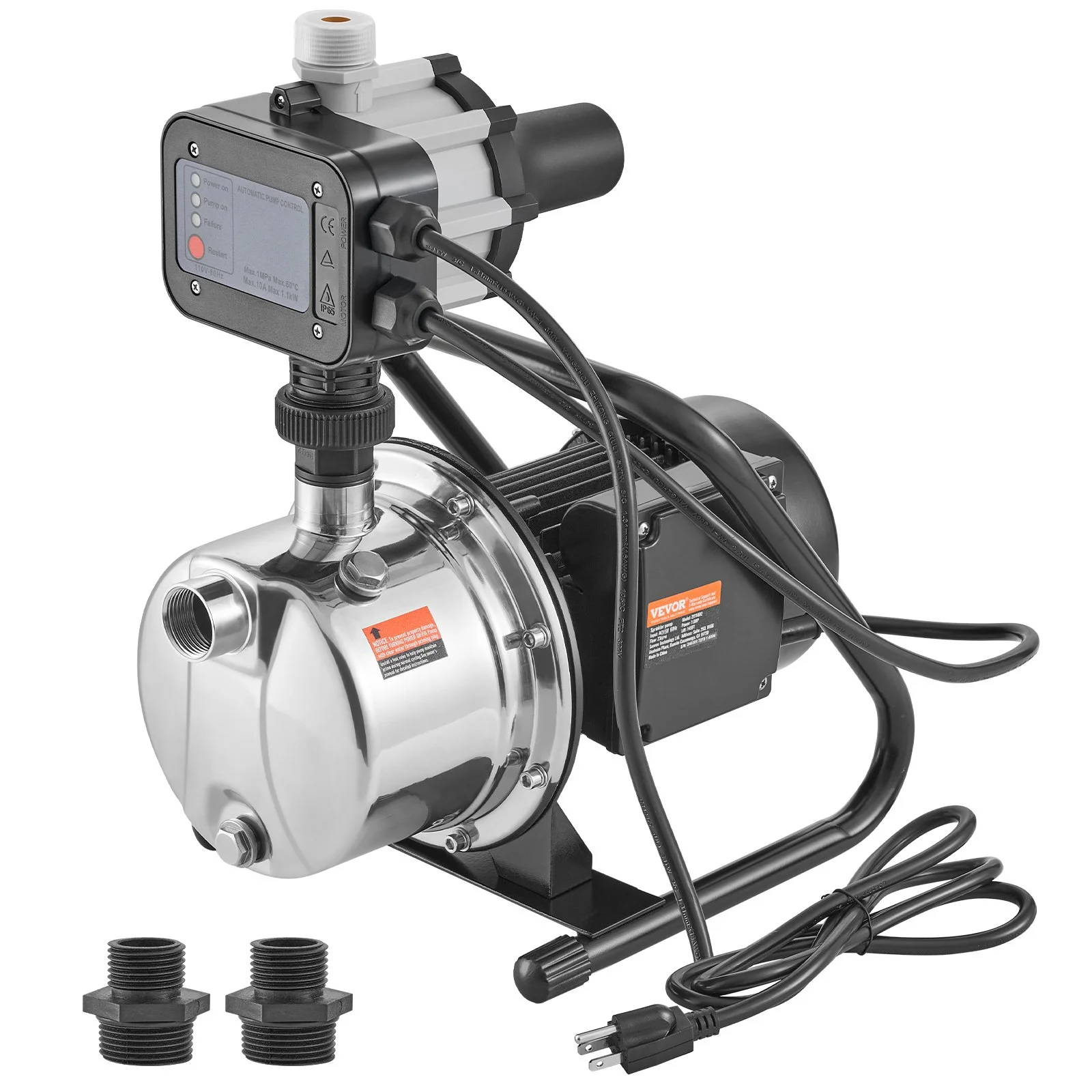 Shallow Well Pump, 1HP 115V, 1200 GPH 145 ft Head, Portable Stainless Steel Sprinkler Booster Jet Pumps with Automatic Controller for Garden Lawn Irrigation system, Water Transfer