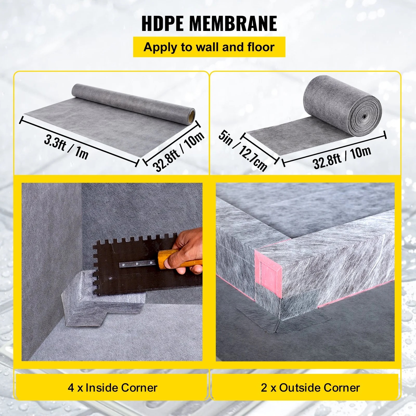 Shower Curb Kit, 38"x60" Watertight Shower Curb Overlay with 4" ABS Central Bonding Flange, 4" Stainless Steel Grate, 2 Cuttable Shower Curb and Trowel, Shower Pan Slope Sticks Fit for Bathr - Image 10