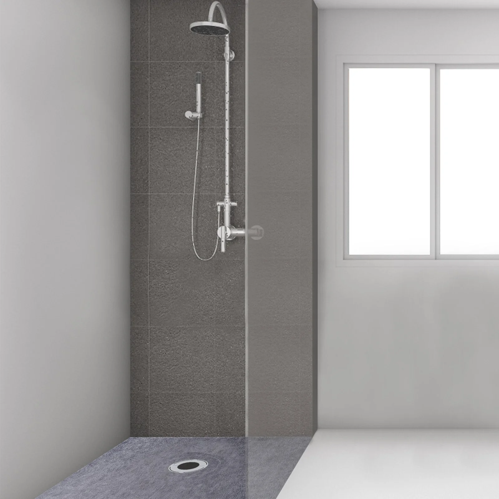 Shower Curb Kit, 38"x60" Watertight Shower Curb Overlay with 4" ABS Central Bonding Flange, 4" Stainless Steel Grate, 2 Cuttable Shower Curb and Trowel, Shower Pan Slope Sticks Fit for Bathr - Image 3