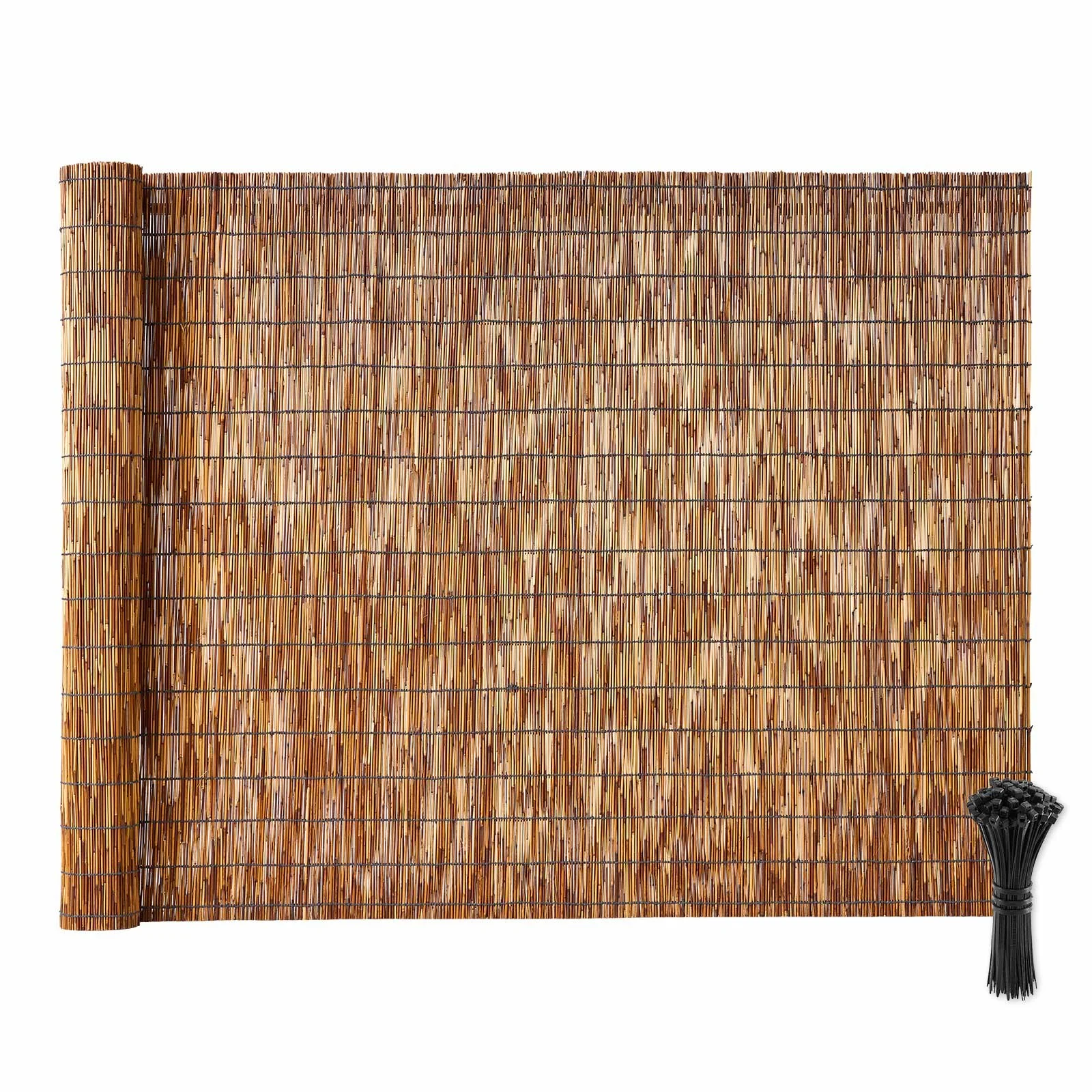 Natural Reed Fencing, 4 ft x 16.4 ft, Decorative Natural Reed Fencing Roll, Decorative Fence for Backyard Divider, Privacy Screen Panel Curtain for Balcony Patio Garden Backyard Outdoor, Brown