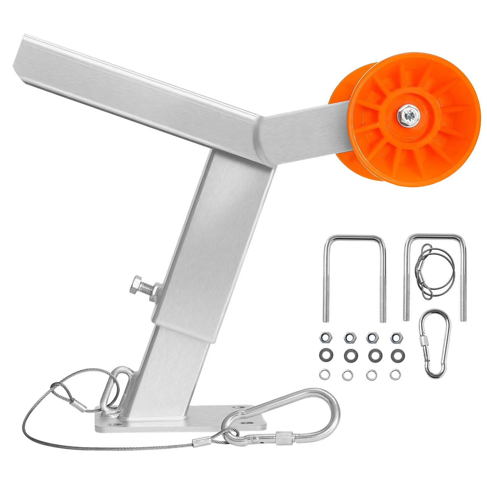 Boat Trailer Winch Stand with Roller, Adjustable Height 14.3-21.6 Inches, Boat Winch Mount with U-Bolts for 2-3 Inches W x 3-4 Inches H Trailer Tongue, Fit for Jet Ski, Sailboat, Speedboat