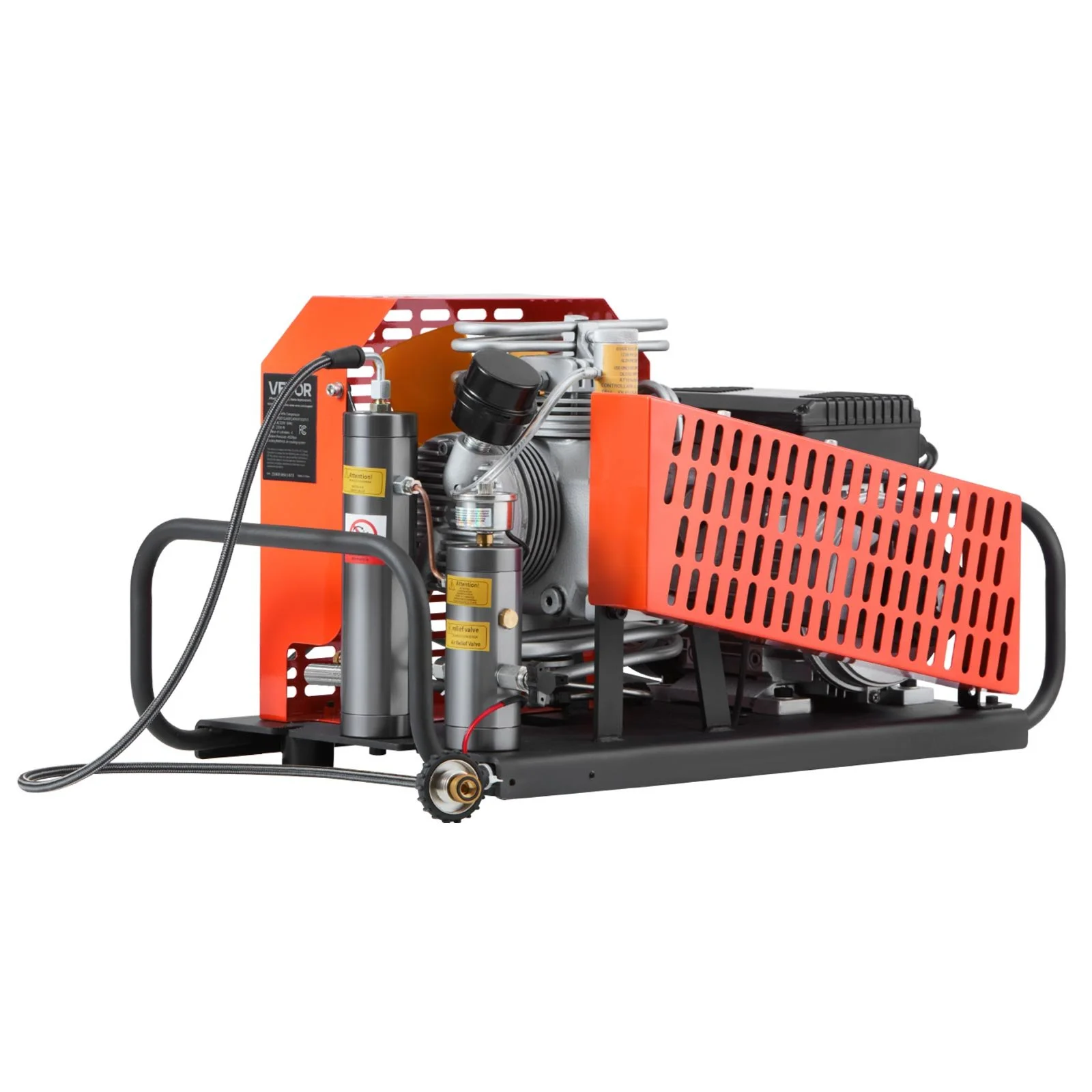 PCP Air Compressor, 4500PSI/30Mpa Diving Scuba Tank Air Compressor, 60 L/min Four-Cylinder Auto Stop PCP Rifle Compressor Pump with Fan Cooling System for Scuba Tanks, Paintball, Firefighting