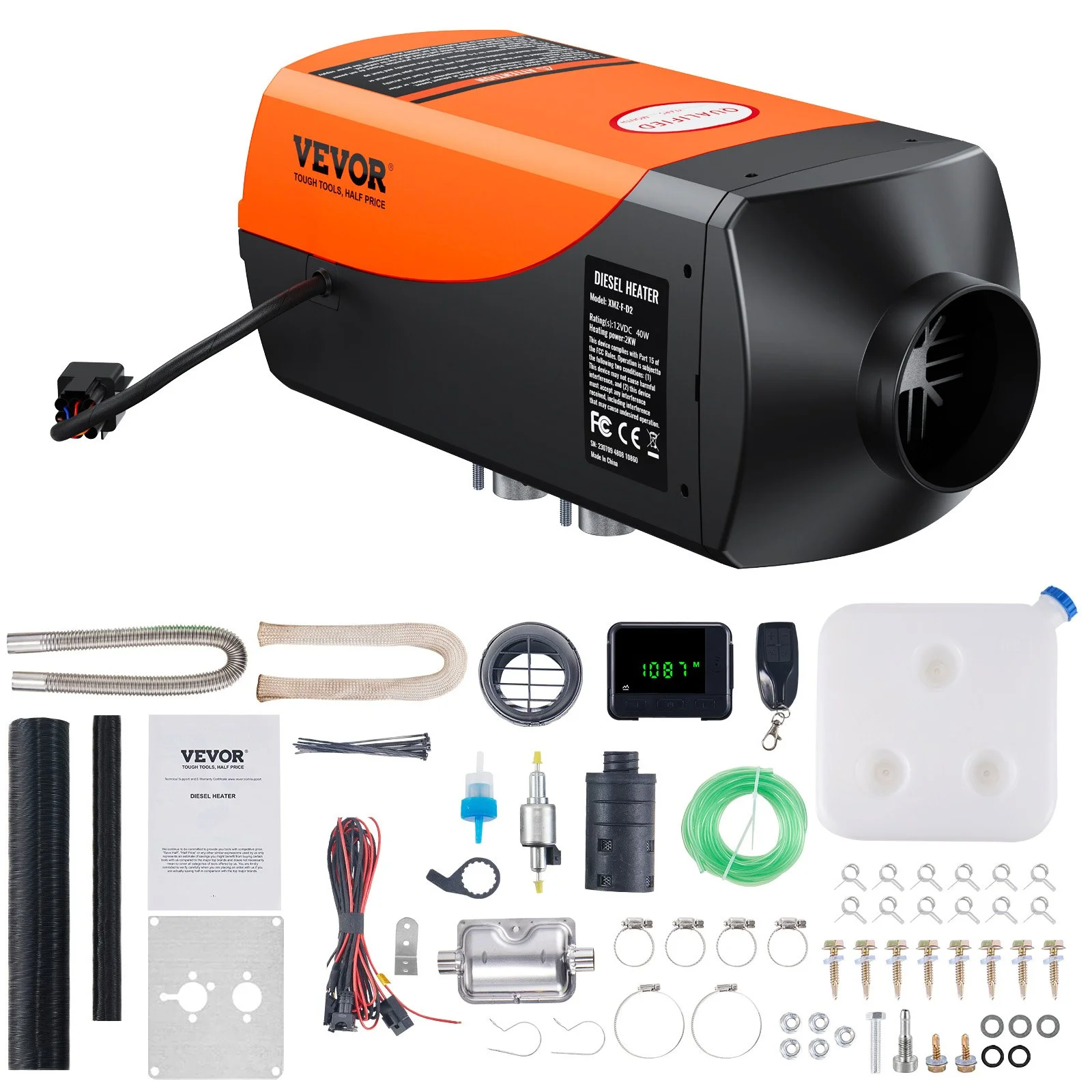 Diesel Air Heater, 12V 2KW Diesel Heater with Remote Control and LCD Display, 10L Fuel Tank Diesel Parking Heater, Rapid Heating for RV Trailer Camper Van Boat