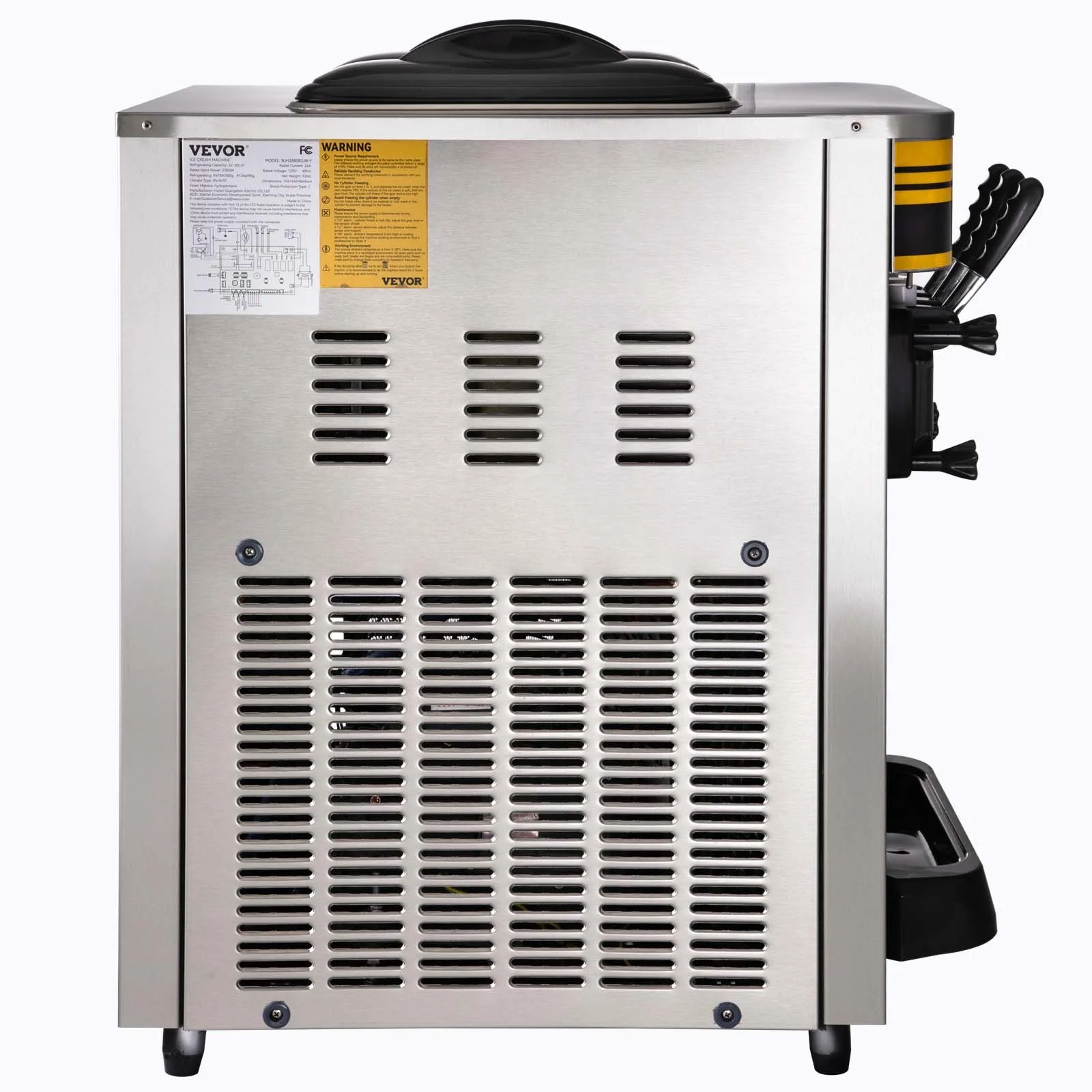 Commercial Ice Cream Maker, 22-30L/H Yield, 2350W Countertop Soft Serve Machine with 2x6L Hopper 2L Cylinder LCD Panel Puffing Shortage Alarm, Frozen Yogurt Maker for Restaurant Snack Bar, Silve - Image 5