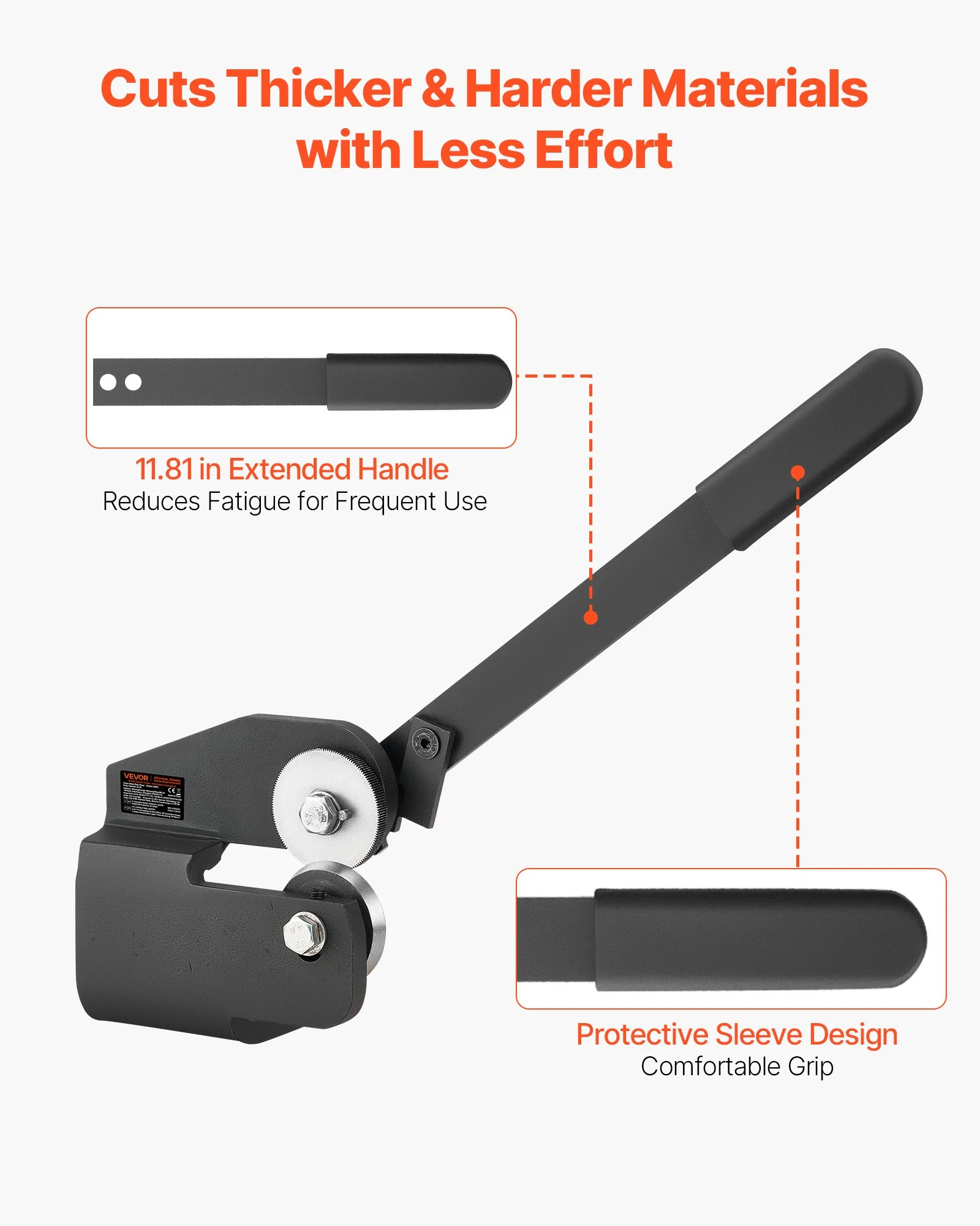 Sheet Metal Shear, Throatless Rotary Hand Shear, 16 Gauge Mild Steel Sheet Cutter with 0.06 in Capacity, with Solid Construction, Mounting Type, for Cutting Steel, Copper, Rebar, and Aluminum - Image 10