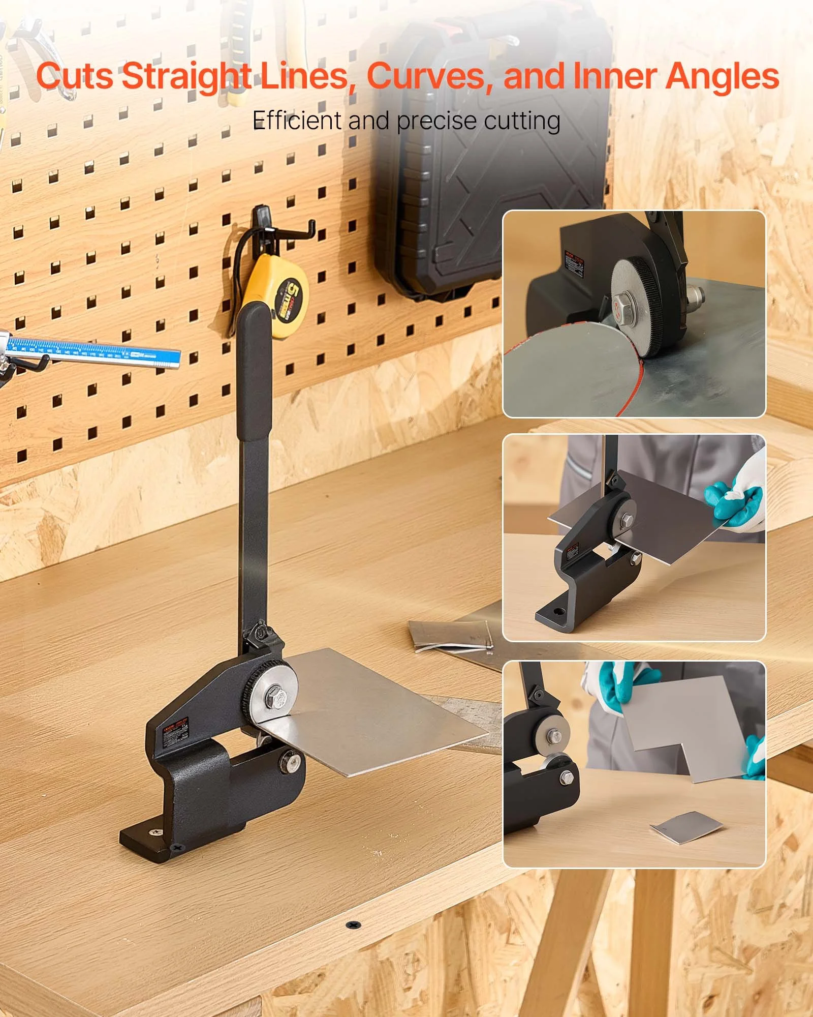 Sheet Metal Shear, Throatless Rotary Hand Shear, 16 Gauge Mild Steel Sheet Cutter with 0.06 in Capacity, with Solid Construction, Mounting Type, for Cutting Steel, Copper, Rebar, and Aluminum - Image 5