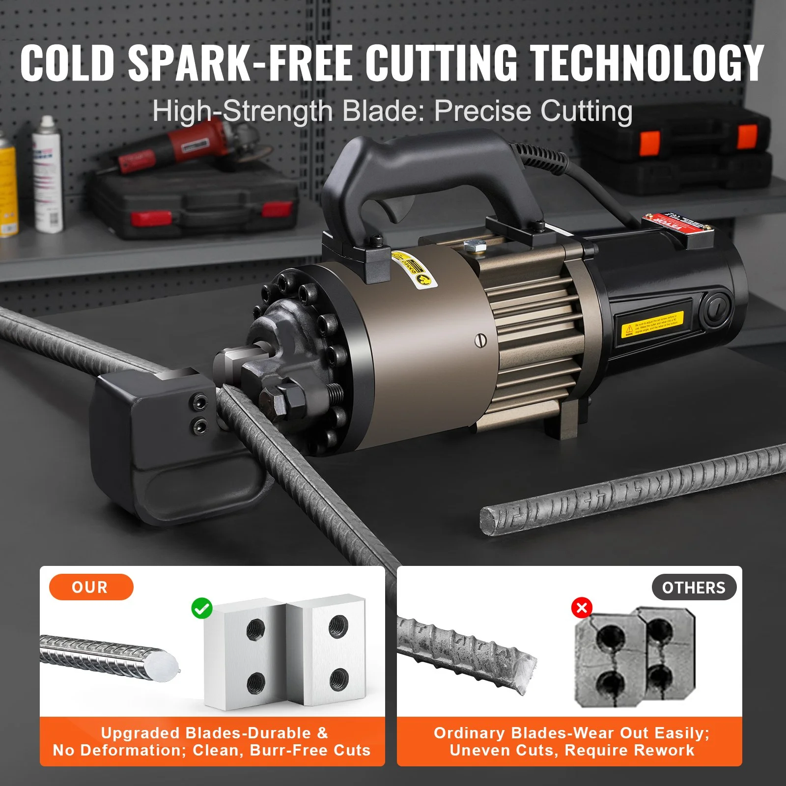 Electric Hydraulic Rebar Cutter, 2300W Portable Rebar Cutter, Cutting up to 1.26 Inch (5-32mm) Rebar within 4.5 Seconds, High Power Steel Rebar Cutter with Oil Can Rich Accessories,Black RC-32 - Image 8