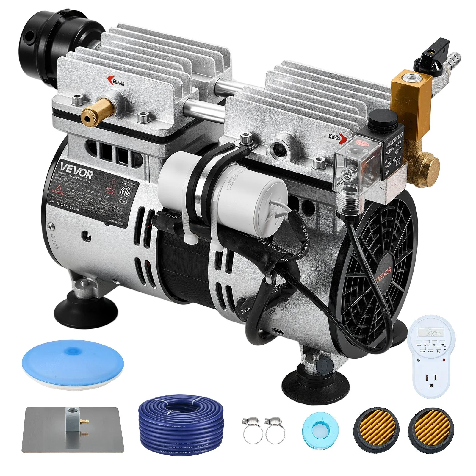 Pond Aerators, 5.2CFM Aeration System for Lakes up to 3 Acres, 3/4 HP Air Compressor, 1 Diffuser & 100' Weighted Tubing, Outdoor Pond Aeration Pump for Deep Water Oxygen Circulation
