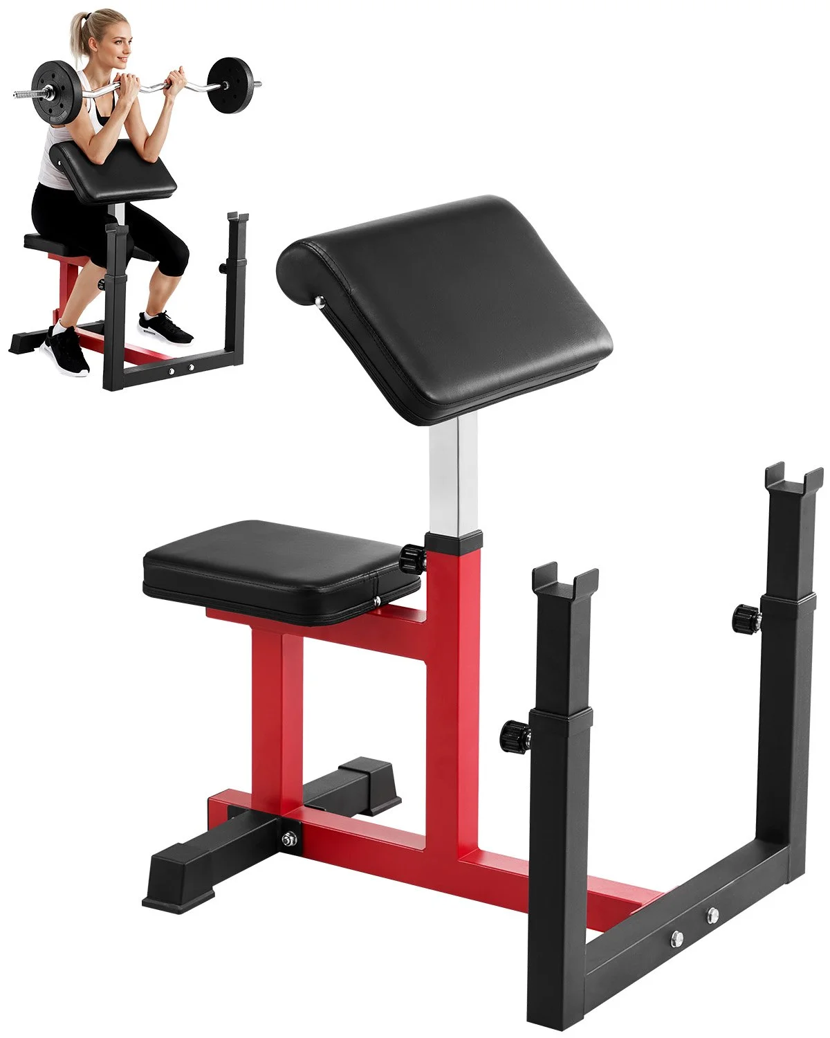 Weight Bench with Leg Extension, Strength Training Benches, Max load 440 LBS Home Gym Bench Fitness Equipment, Seated Arm Isolated Barbell Dumbbell Bicep Station, Workout Bench for Home Gym