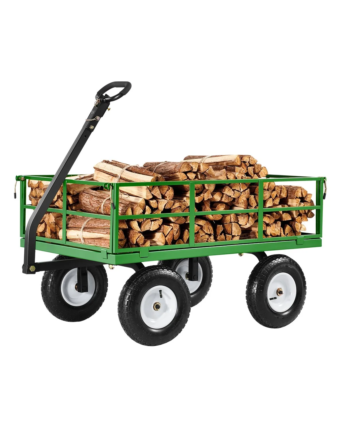 1200 Lbs Steel Garden Cart, Heavy Duty Pullable Garden Wagon Yard Cart, 2 in 1 Outdoor Metal Utility Wagon Yard Trailer with 13" All Terrain Tires, Mesh Removable Sides and 180°Rotating Handle