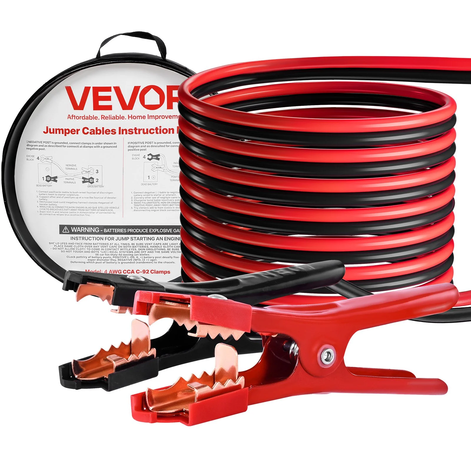 Jumper Cables for Car Battery, 20 Feet, 4 Gauge Heavy Duty Automotive Booster Cables for Jump Starting Dead or Weak Batterie, with Carrying Bag, for Cars, Trucks, SUVs, Emergency Roadside Kit