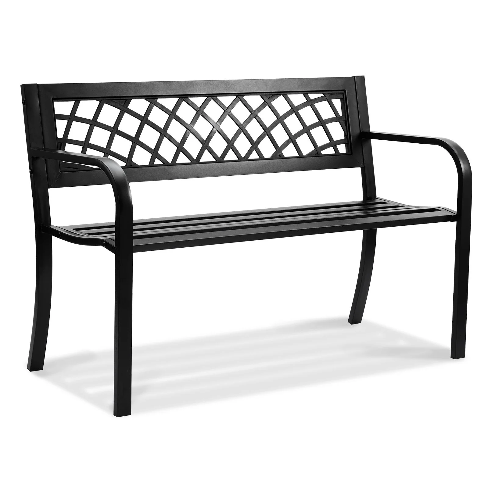 Outdoor Bench,46 inches Metal Garden Bench for Outdoors, 480 lbs Load Capacity Bench,  Outdoor Garden Park Bench with Backrest and Armrests, Patio Bench for Garden, Park, Yard, Front Porch