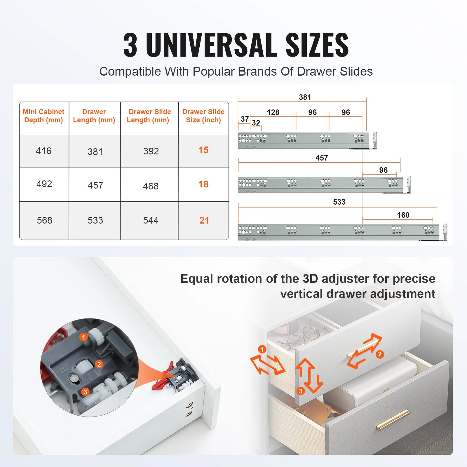 10 Pairs of 21 Inch Drawer Bottom Side Mount Rails, Heavy Duty Full Ball Bearing Extension Steel Track, Soft-Close Noiseless Guide Glides Cabinet Kitchen Runners with Locking Mechanism, 100 Lbs - Image 10