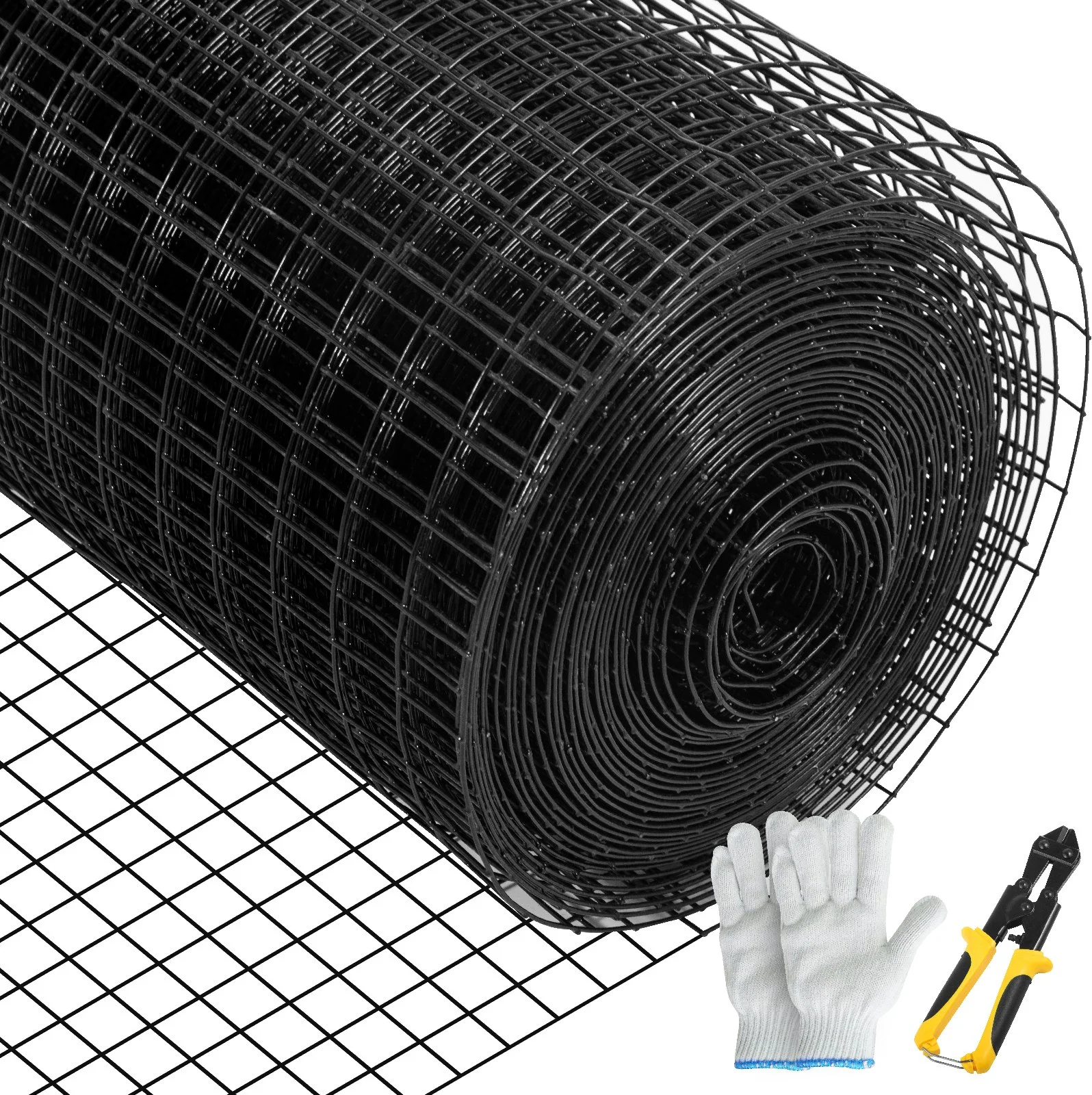 Hardware Cloth, 48" x 50' & 1"x1" Mesh Size, Galvanized Steel Vinyl Coated 16 Gauge Chicken Wire Fencing with A Cutting Plier & A Pair of Fabric Gloves, for Garden Fencing & Pet Enclosures,