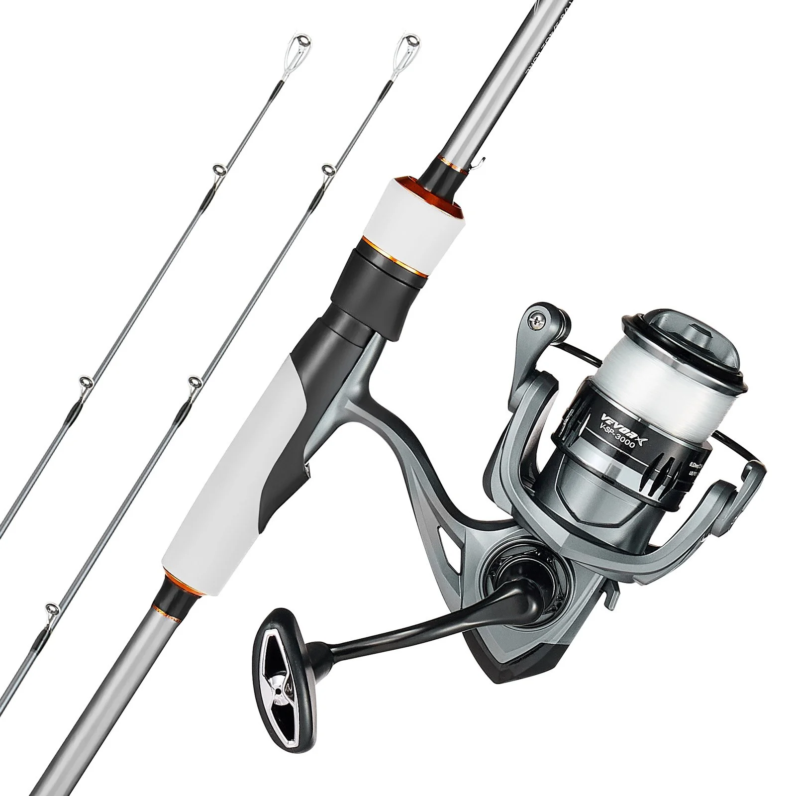 Rod and Fishing Reel Combo, IM7 Carbon Fiber Spinning Rod and Reel Combo, Bass Fishing Pole with 7 ft Two-Piece Rods, 7+1 Ball Bearings, EVA Handle, Stainless Steel Guides with Ceramic Rings