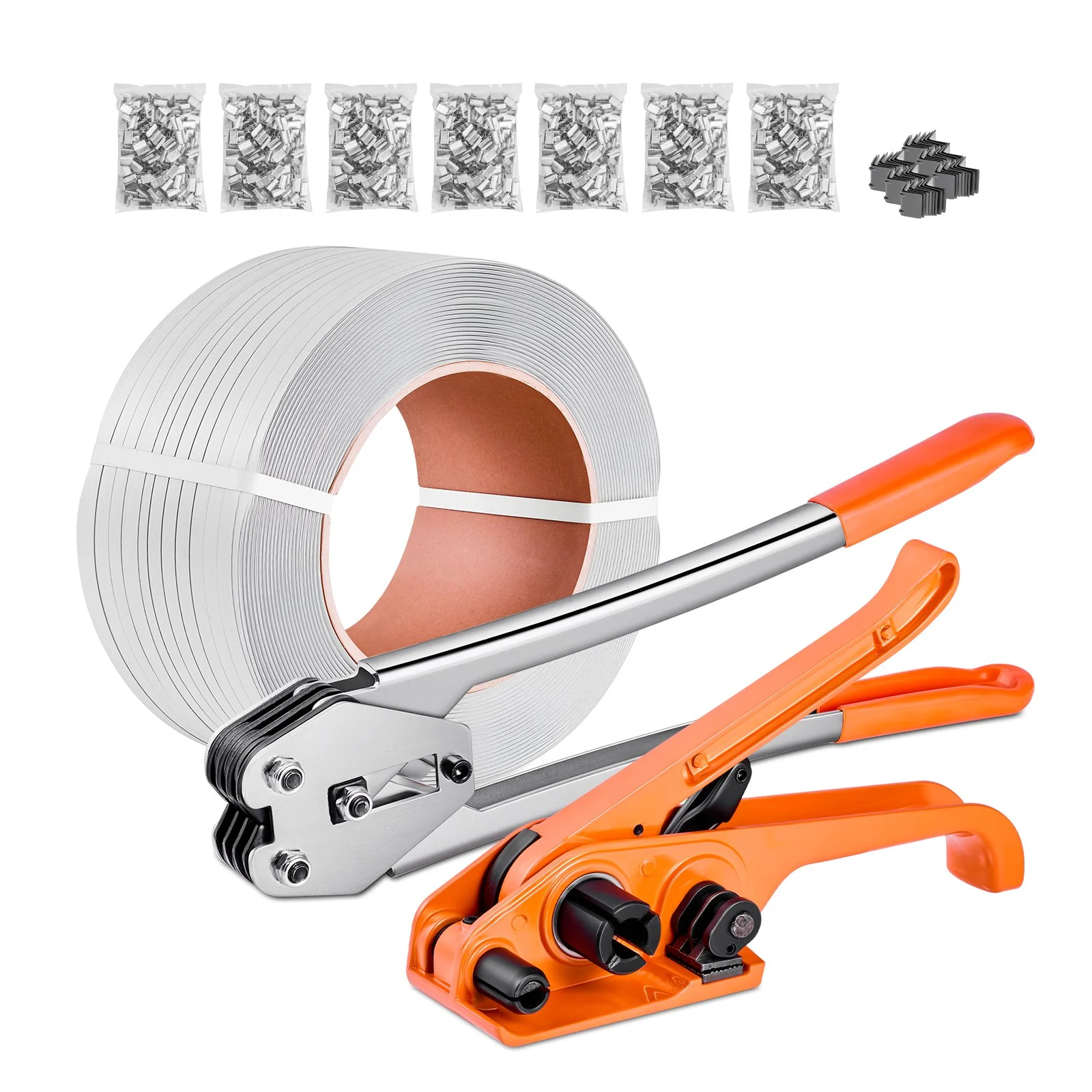 Banding Strapping Kit, Heavy Duty Banding Sealer Tool with 3200 ft Length PP Band, 1000 Metal Seals, 50 Corner Protectors, Plastic Pallet Packaging Strapping Kit for Warehouse/Shipping/Moving