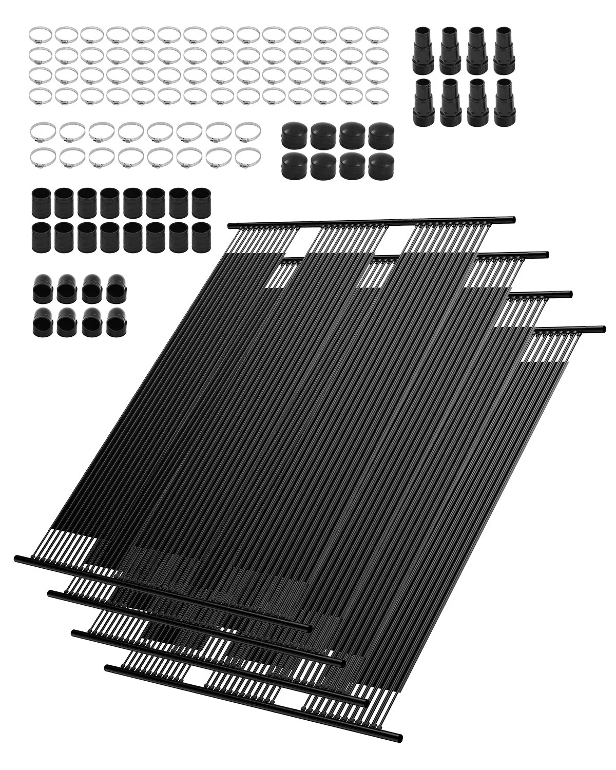 Solar Pool Heater, 4 x 10 ft HDPE Solar Pool Panel( 4 Pcs) - Durable & Weather-Proof, with Complete Accessories, Universal Solar Pool Panel–Raises Water Temperature, Aboveground & Inground Pool