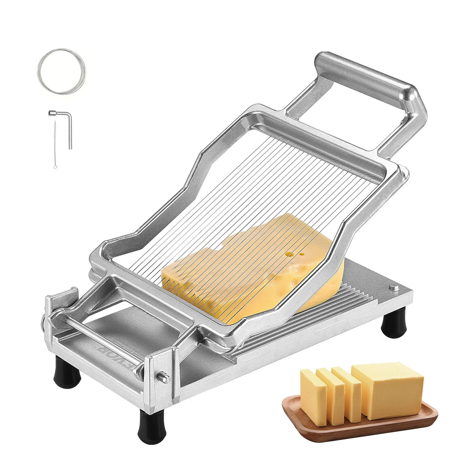 Cheese Cutter with Wire, 0.2" Ultra-Thin Cheeser Butter Cutting Blade, Detachable Cheese Slicer Wire, Aluminum Alloy Commercial Cheese Slicer with 316 Stainless Steel Knife Wire, Kitchen Cooking