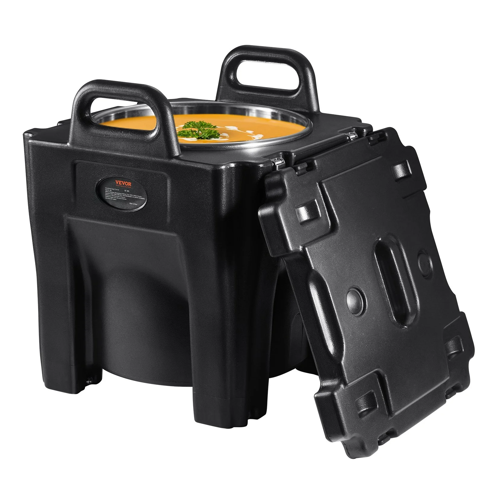 Insulated Food Carrier, 32Qt Capacity, Stackable Catering Hot Box with Stainless Steel Barrel, Top Load LLDPE Food Warmer with Integral Handles Buckles Stationary Base, for Restaurant Canteen, B