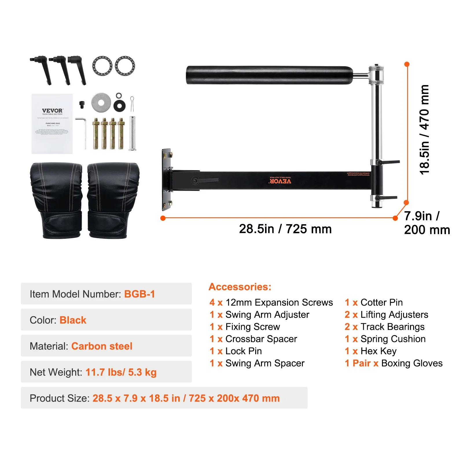 Wall Mount Boxing Spinning Bar, Adjustable Punching Spinning Bar, Boxing Speed Trainer with Gloves, Black Reflex Boxing Bar, Boxing Training Equipment for Kickboxing, MMA, Stress Relief, Fitness - Image 11