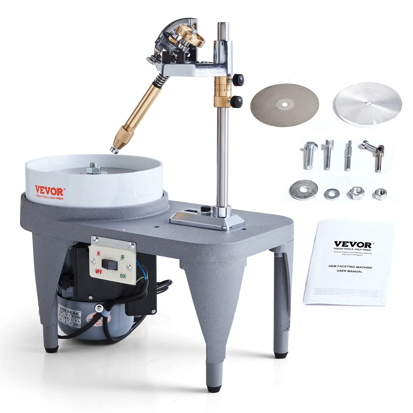 Gem Faceting Machine, 2800RPM Jade Grinding Polishing Machine, 180W 110V Rock Polisher Jewel Angle Polisher, with Faceted Manipulator and 1 Bag of Triangle Abrasive for Jewelry Polisher
