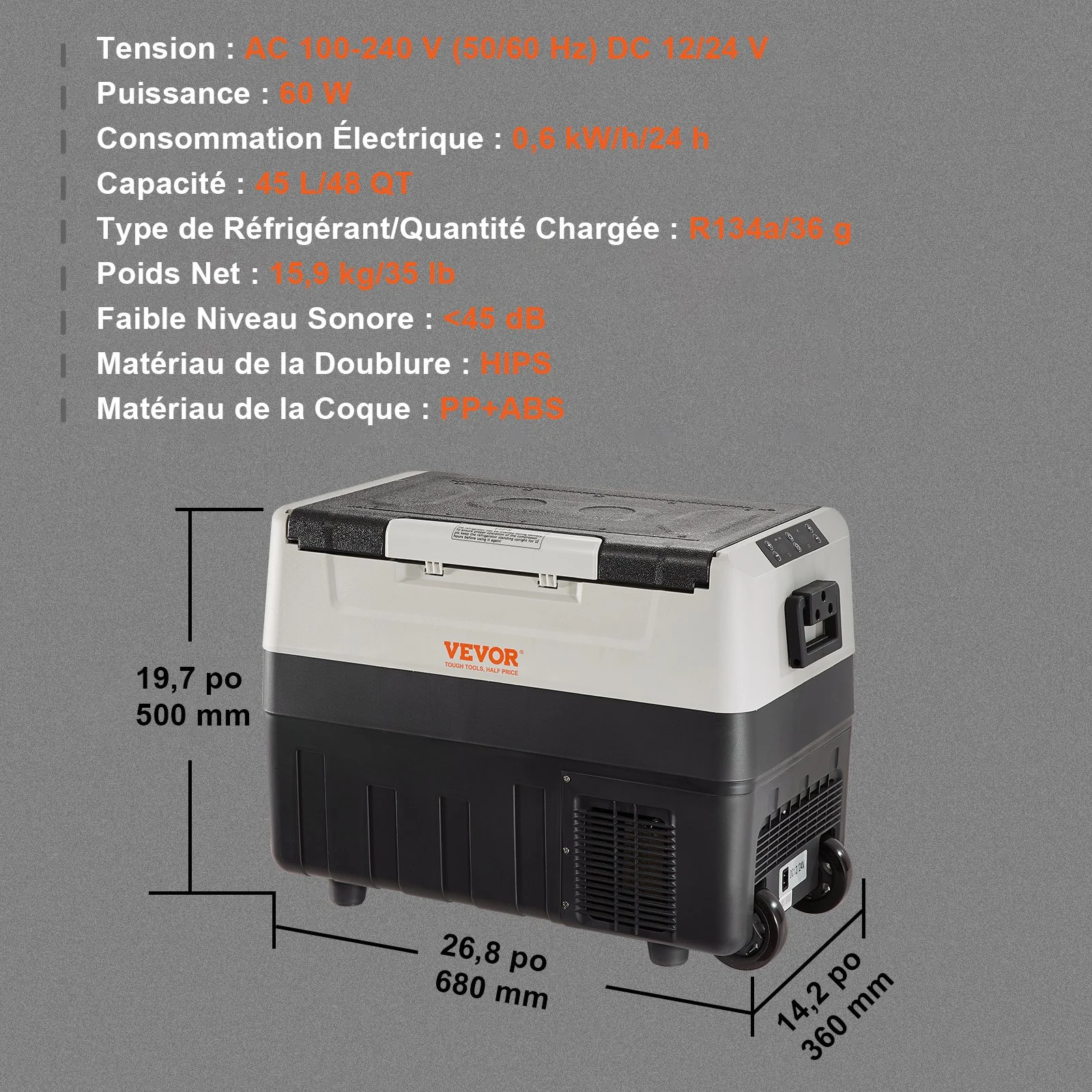 Car Refrigerator, 12 Volt Car Refrigerator Fridge, 48 QT/45 L Dual Zone Portable Freezer, -4℉-50℉ Adjustable Range, 12/24V DC and 100-240V AC Compressor Cooler for Outdoor, Camping, Travel, RV - Image 11
