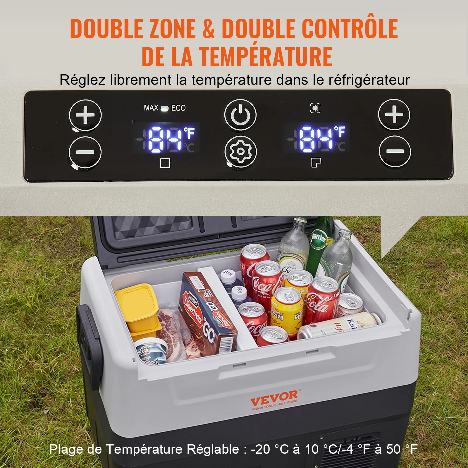 Car Refrigerator, 12 Volt Car Refrigerator Fridge, 48 QT/45 L Dual Zone Portable Freezer, -4℉-50℉ Adjustable Range, 12/24V DC and 100-240V AC Compressor Cooler for Outdoor, Camping, Travel, RV - Image 7