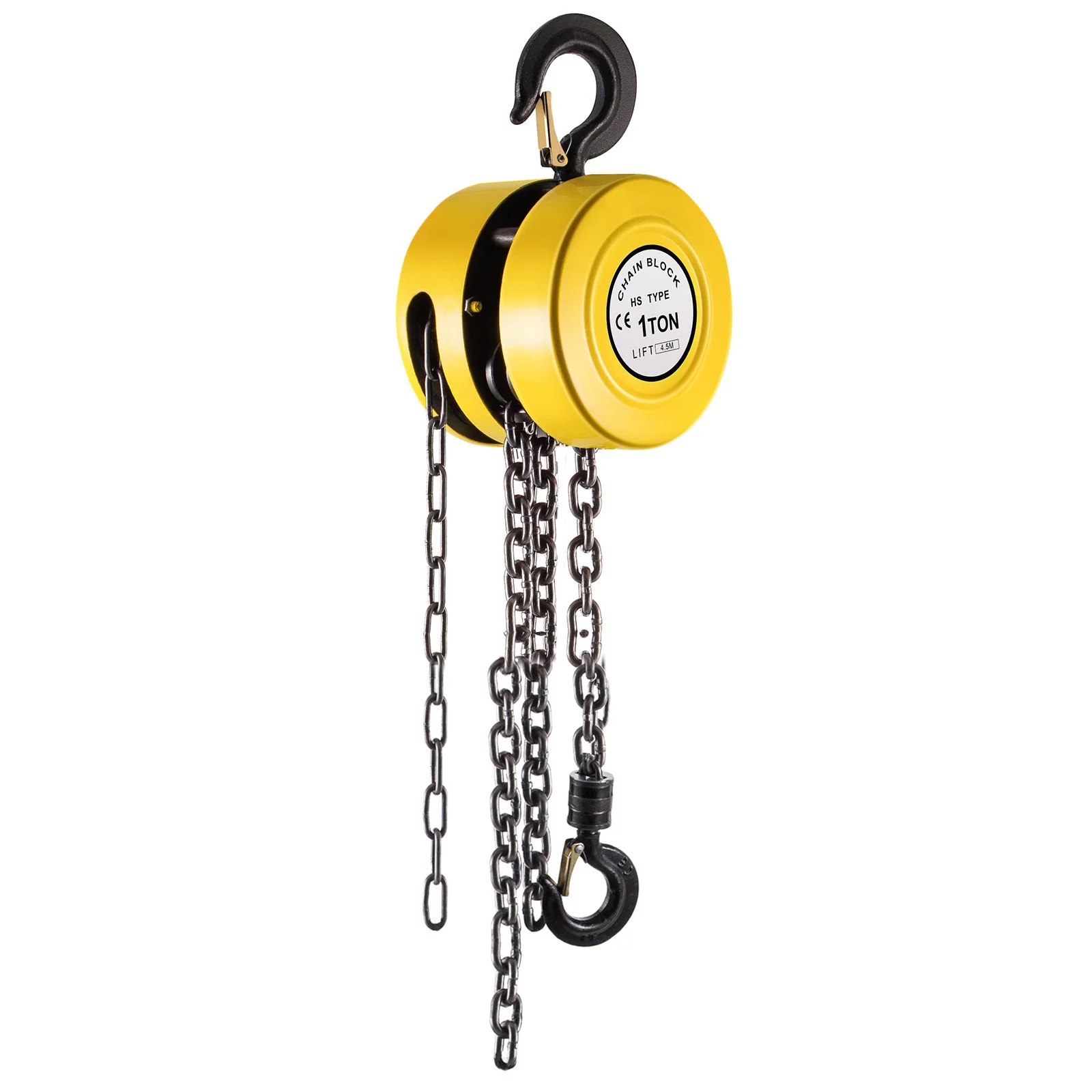 Hand Chain Hoist, 2200 lbs /1 Ton Capacity Chain Block, 15ft/4.5m Lift Manual Hand Chain Block, Manual Hoist with Industrial-Grade Steel Construction for Lifting Good in Transport & Workshop, Ye