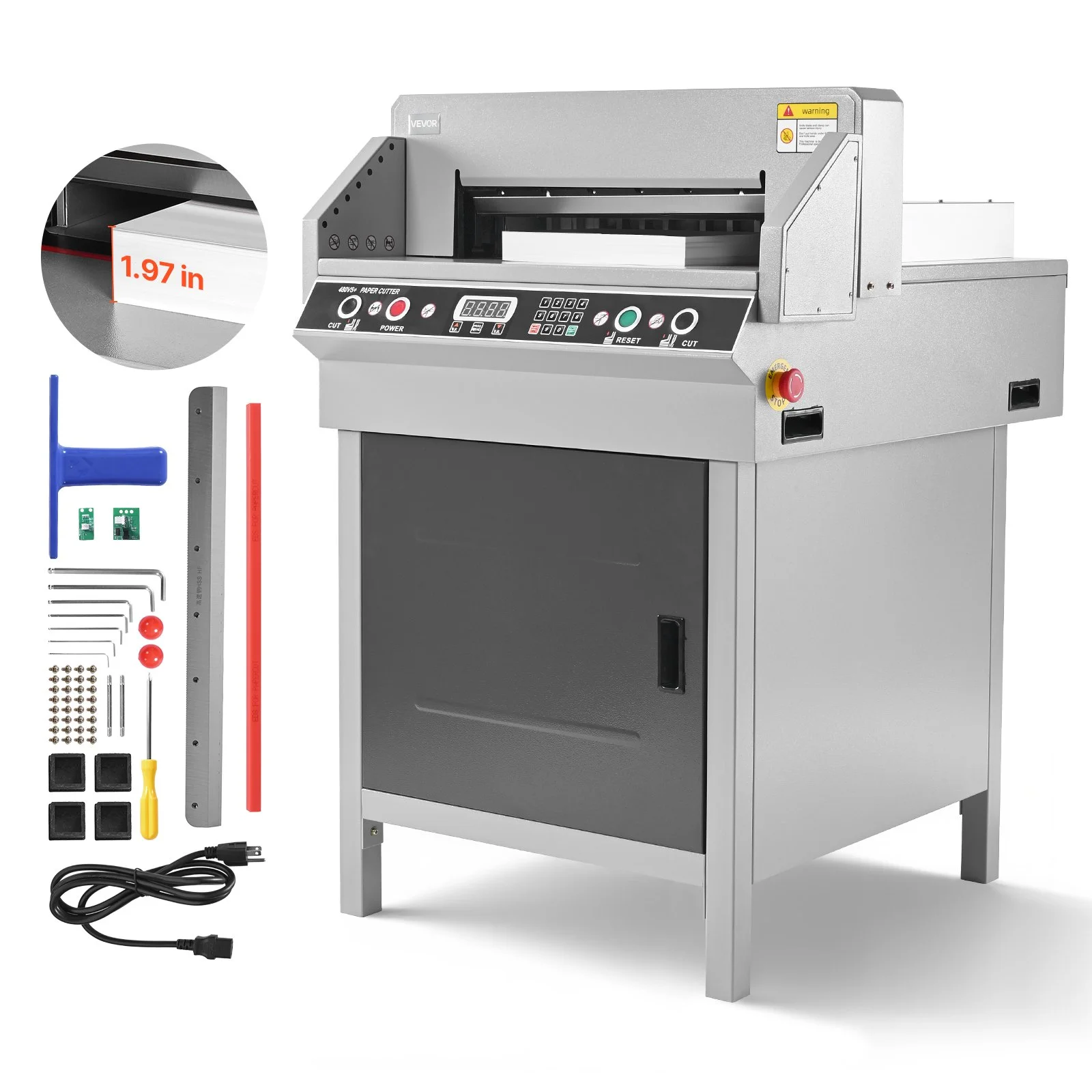 Electric Paper Cutter, Heavy Duty Metal Paper Cutter Machine, 18.9 inch Cutting Width, 1.97 inch Cutting Thickness, Electric Hydraulic Guillotine Trimmer with Infrared Function & Spare Blade