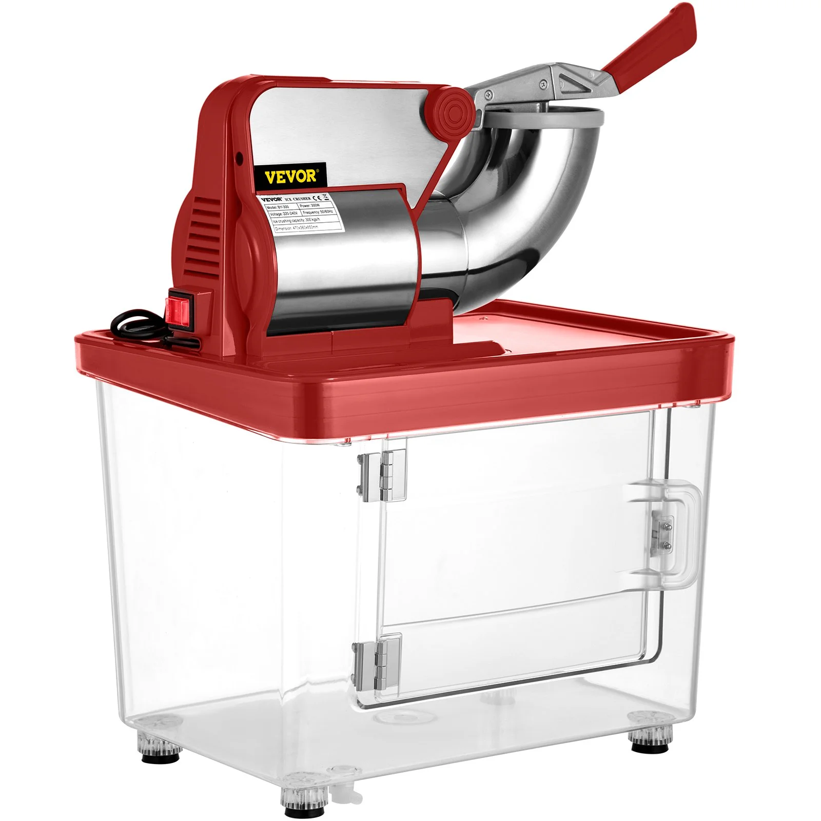 110V Commercial Ice Crusher 440LBS/H, ETL Approved 300W Electric Snow Cone Machine with Dual Blades, Stainless Steel Shaved Ice Machine with Safety On/Off Switch for Family, Restaurants, Bars - Image 6