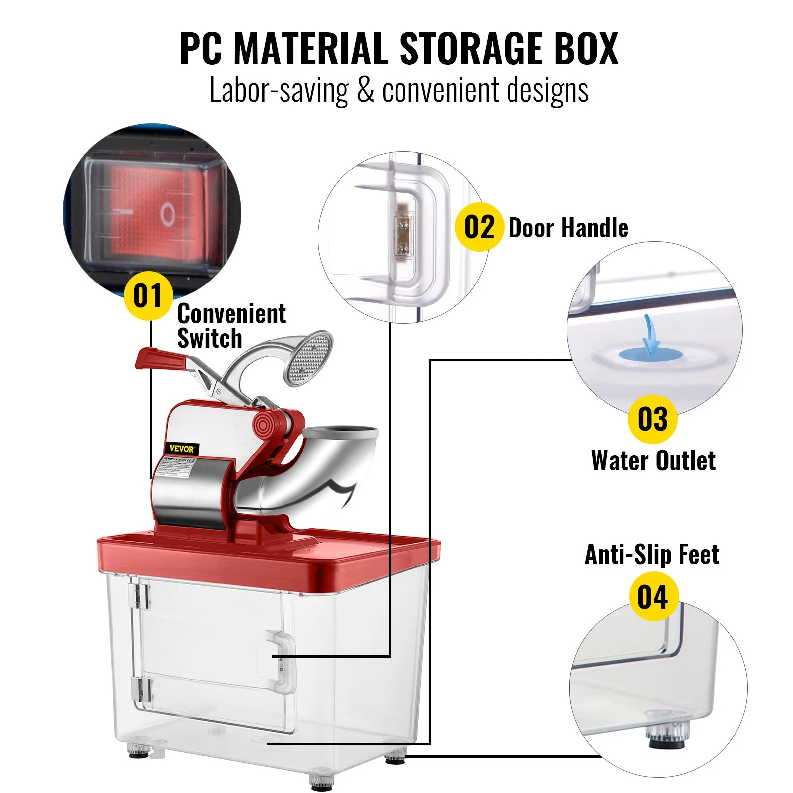110V Commercial Ice Crusher 440LBS/H, ETL Approved 300W Electric Snow Cone Machine with Dual Blades, Stainless Steel Shaved Ice Machine with Safety On/Off Switch for Family, Restaurants, Bars - Image 10