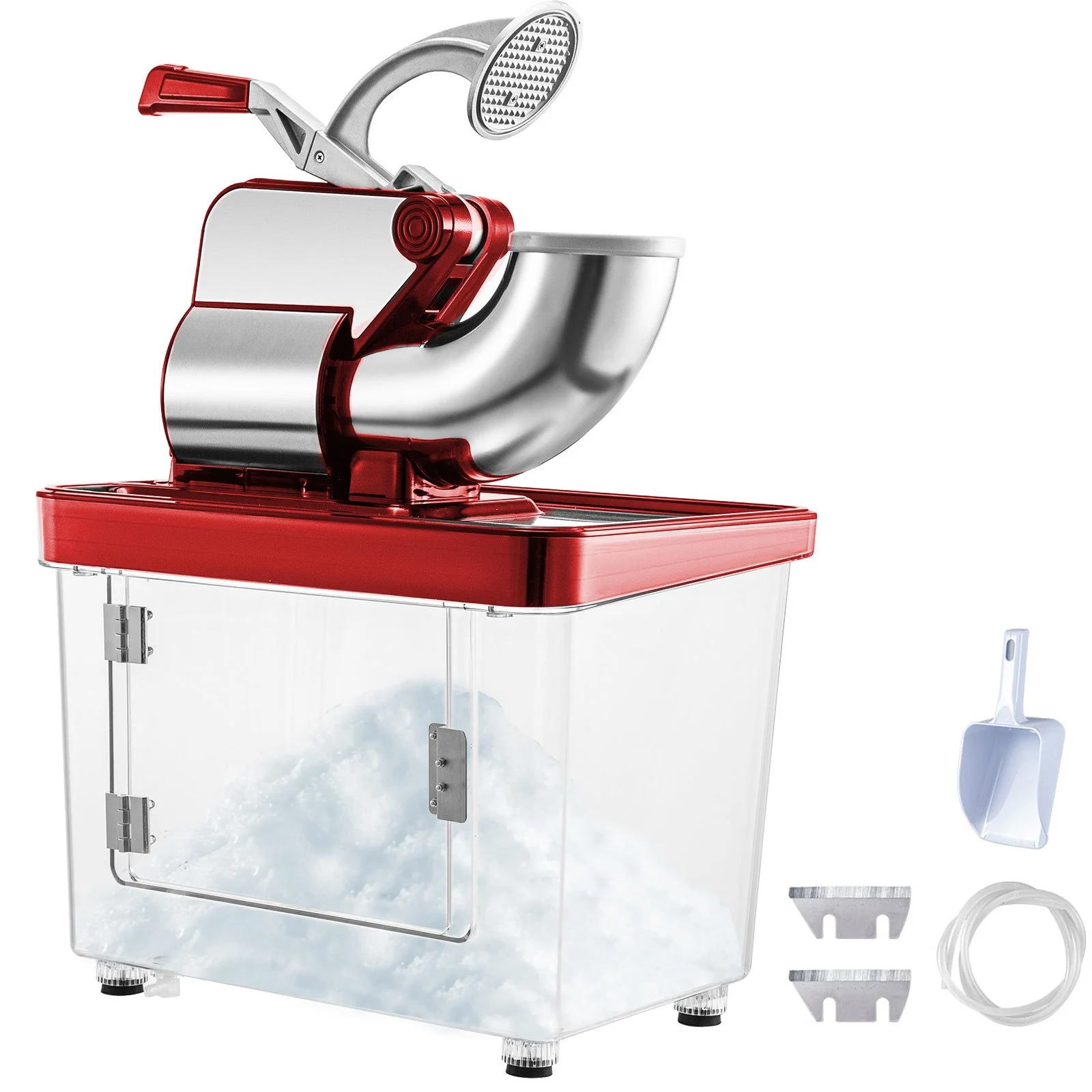 110V Commercial Ice Crusher 440LBS/H, ETL Approved 300W Electric Snow Cone Machine with Dual Blades, Stainless Steel Shaved Ice Machine with Safety On/Off Switch for Family, Restaurants, Bars