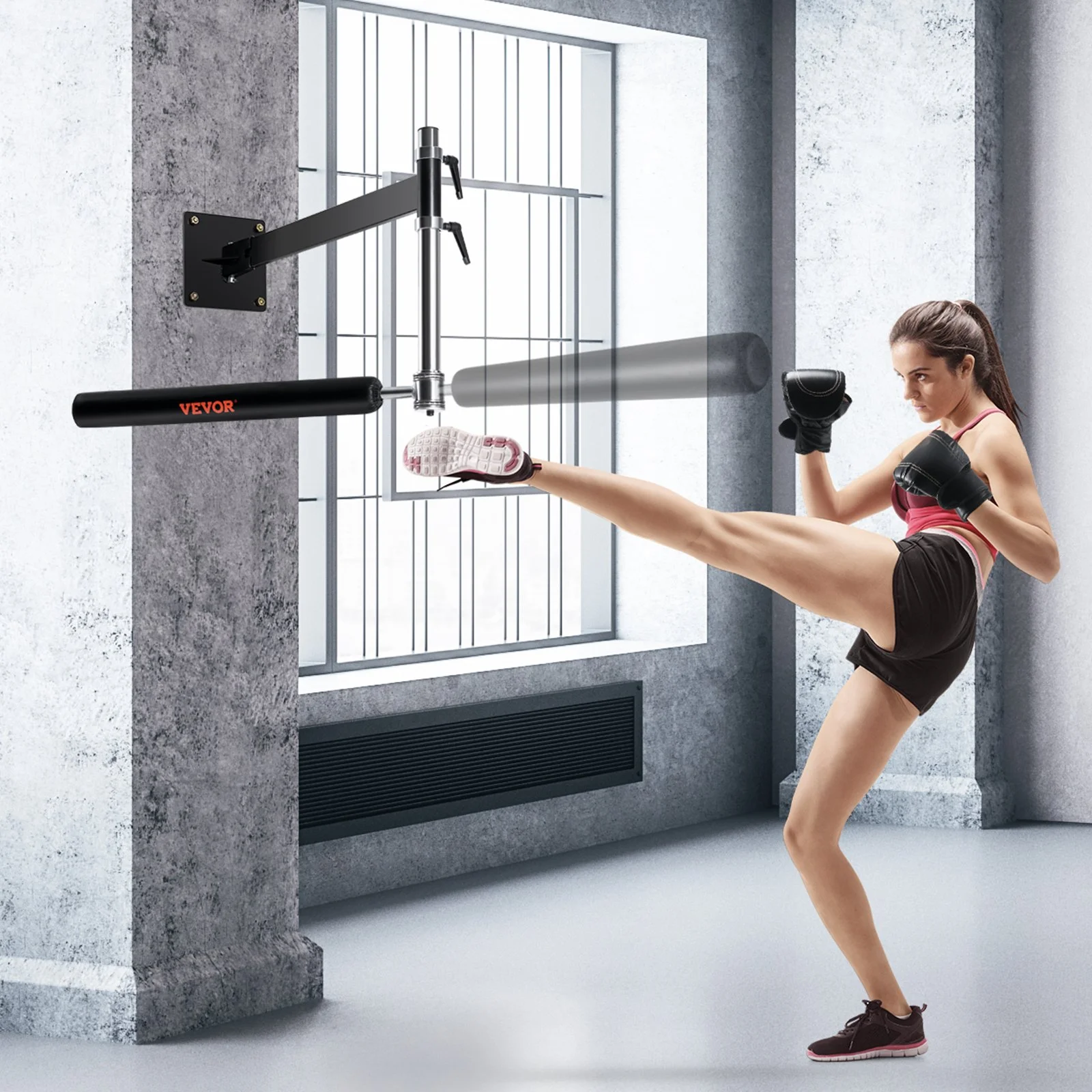 Wall Mount Boxing Spinning Bar, Adjustable Punching Spinning Bar, Boxing Speed Trainer with Gloves, Black Reflex Boxing Bar, Boxing Training Equipment for Kickboxing, MMA, Stress Relief, Fitness - Image 5