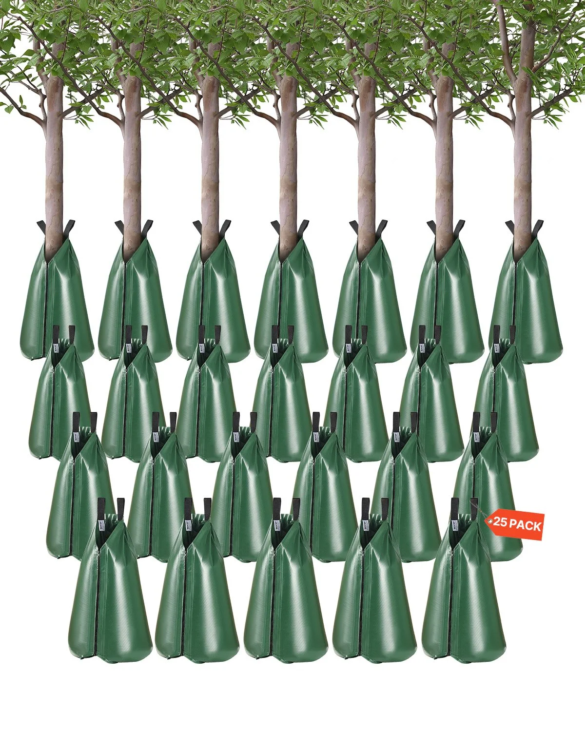 Tree Watering Bag, 25 Packs 20 Gallons Watering Bags for New Trees, 5-9 Hours Slow Release Refillable Tree Drip Irrigation Bags with Zipper, Durable Tree Watering System for Deep Root Targeting