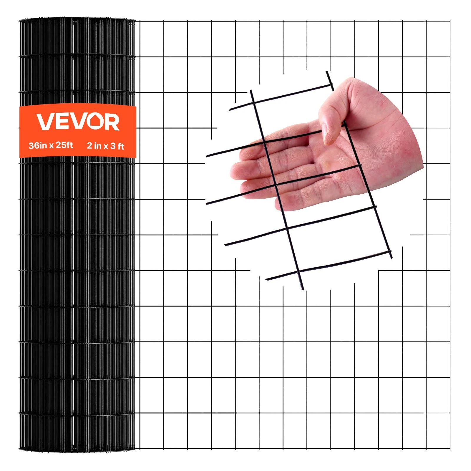 Hardware Cloth 36 in x 25 ft, 2 x 3 in Mesh 16 Gauge Galvanized Wire Mesh Roll, Weather-Resistant Vinyl Coated Chicken Wire Fencing, Heavy Duty Welded Garden Plant Fencing for Rabbit Cage Snake