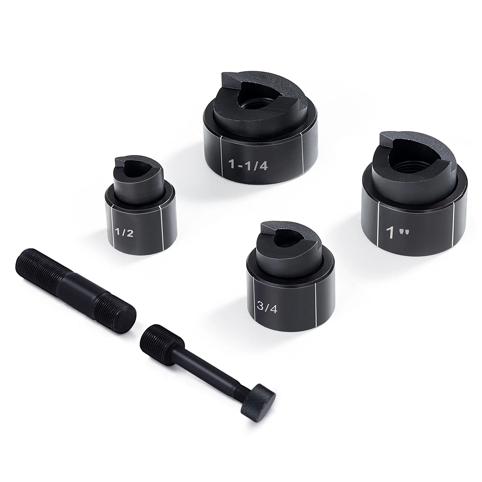 Hydraulic Knockout Punch Kit, 4 Pieces 1/2", 3/4", 1", 1-1/4" Conduit Hole Cutter Set, Metal Sheet Driver Tools, KO Tool Kits For Aluminum, Brass, Stainless Steel, Fiberglass and Plastic