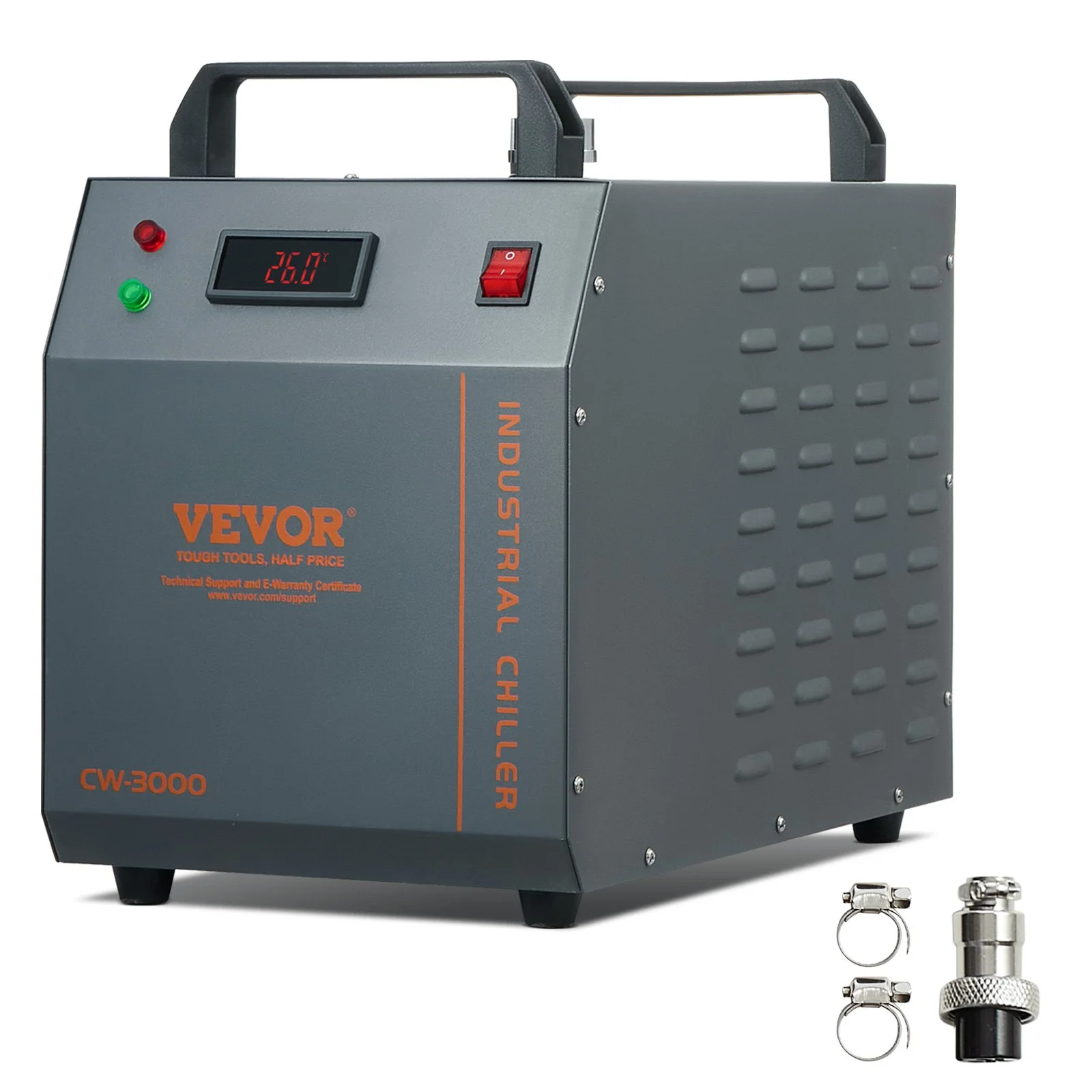 Industrial Water Chiller, CW-3000, 80W Air-Cooled Industrial Water Cooler Cooling System with 12 L Water Tank Capacity 12 L/min Maximum Flow Rate, for Laser Engraving Machine Cooling Machine
