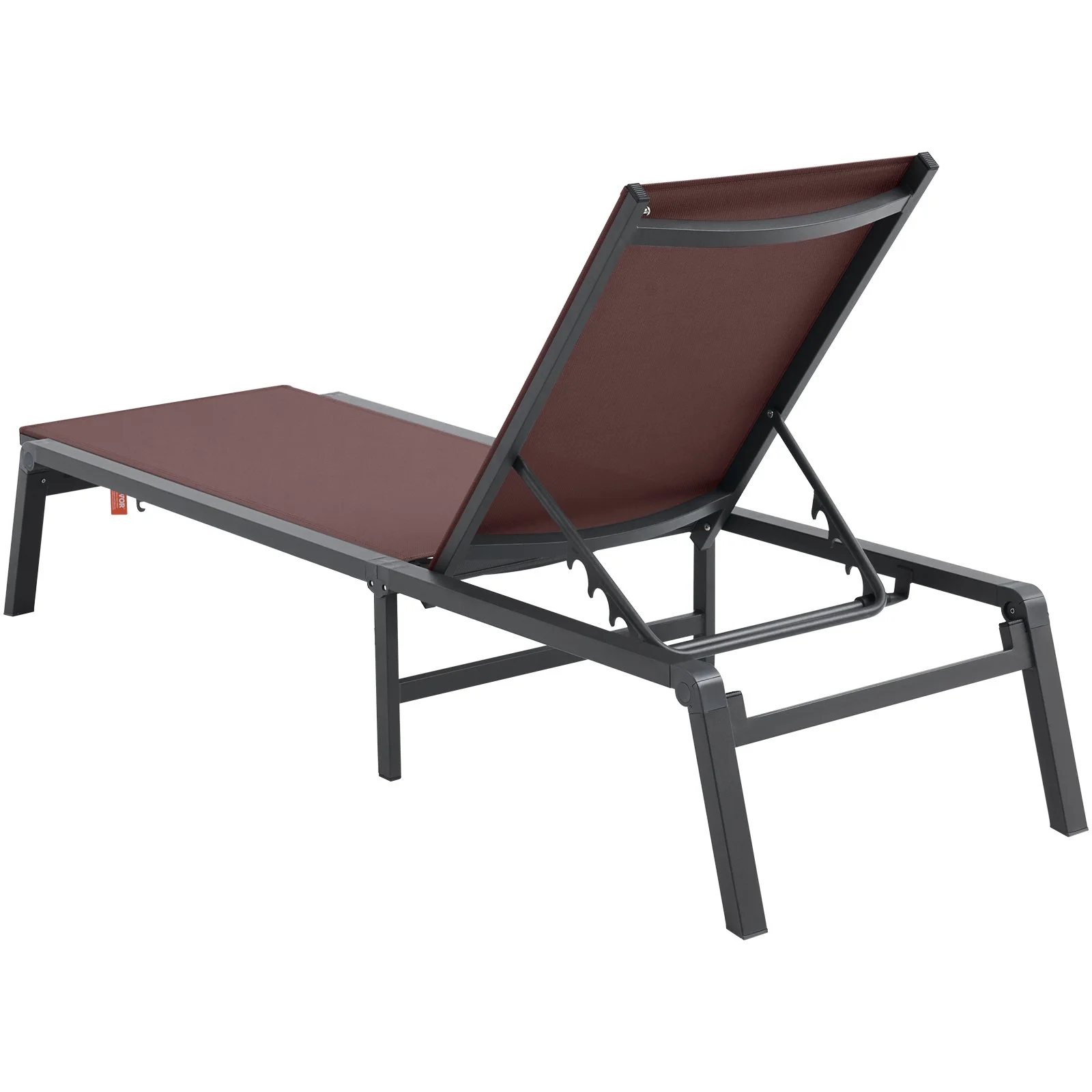 Chaise Lounge Chair Outdoor, Aluminum Patio Lounge Chair with Adjustable 5-Position, Folding Pool Lounge Chair Recliner and Full Flat Tanning Chair for Patio, Beach, Pool, Brown - Image 4