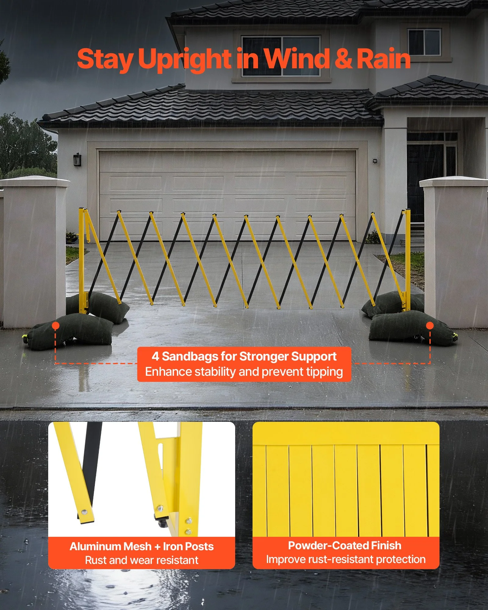Industrial Expandable Barricade, 13FT Expandable Safety Barrier, Flaxible Mobile Barricade with Locking Casters, Portable Folding Security Gate Traffic Fence for Driveway Warehouse Elevator - Image 10