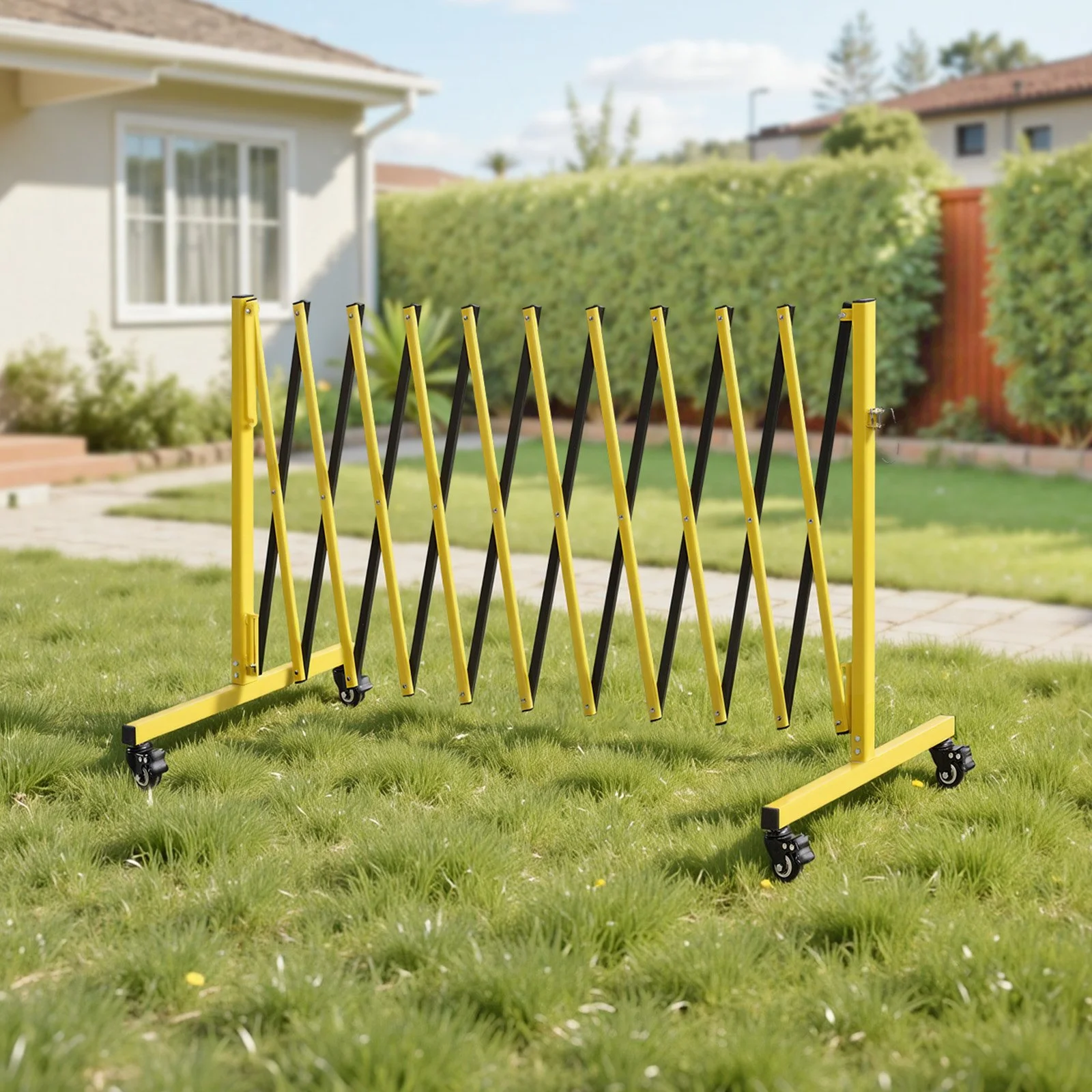 Industrial Expandable Barricade, 13FT Expandable Safety Barrier, Flaxible Mobile Barricade with Locking Casters, Portable Folding Security Gate Traffic Fence for Driveway Warehouse Elevator - Image 8