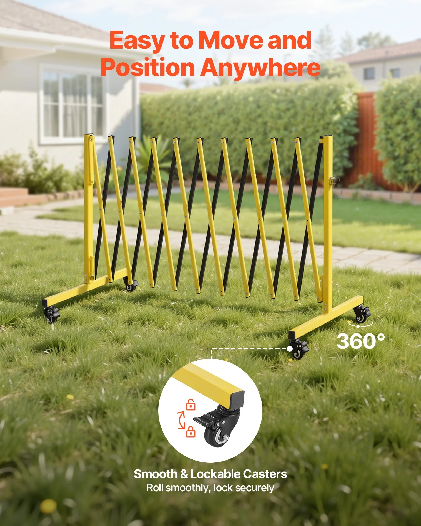 Industrial Expandable Barricade, 13FT Expandable Safety Barrier, Flaxible Mobile Barricade with Locking Casters, Portable Folding Security Gate Traffic Fence for Driveway Warehouse Elevator - Image 12