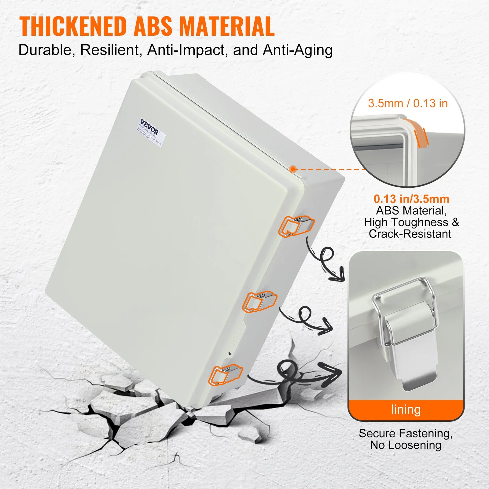 Outdoor Electrical Junction Box, 20.87 x 16.92 x 7.87 in, ABS Plastic Electrical Enclosure Box with Hinged Cover Stainless Steel Latch, IP67 Dustproof Waterproof for Outdoor Electrical Projects - Image 4