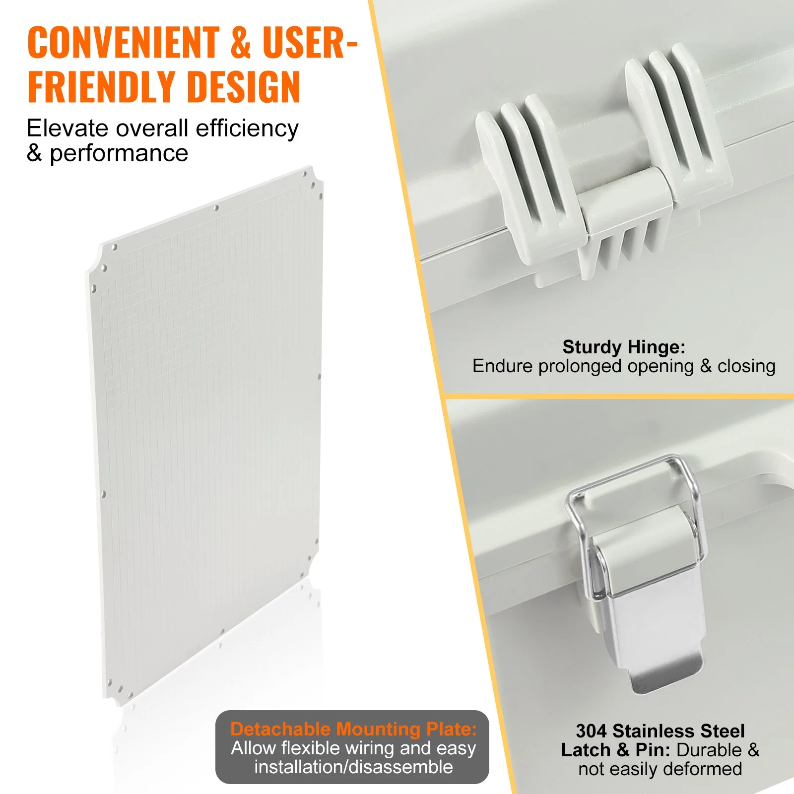 Outdoor Electrical Junction Box, 20.87 x 16.92 x 7.87 in, ABS Plastic Electrical Enclosure Box with Hinged Cover Stainless Steel Latch, IP67 Dustproof Waterproof for Outdoor Electrical Projects - Image 5