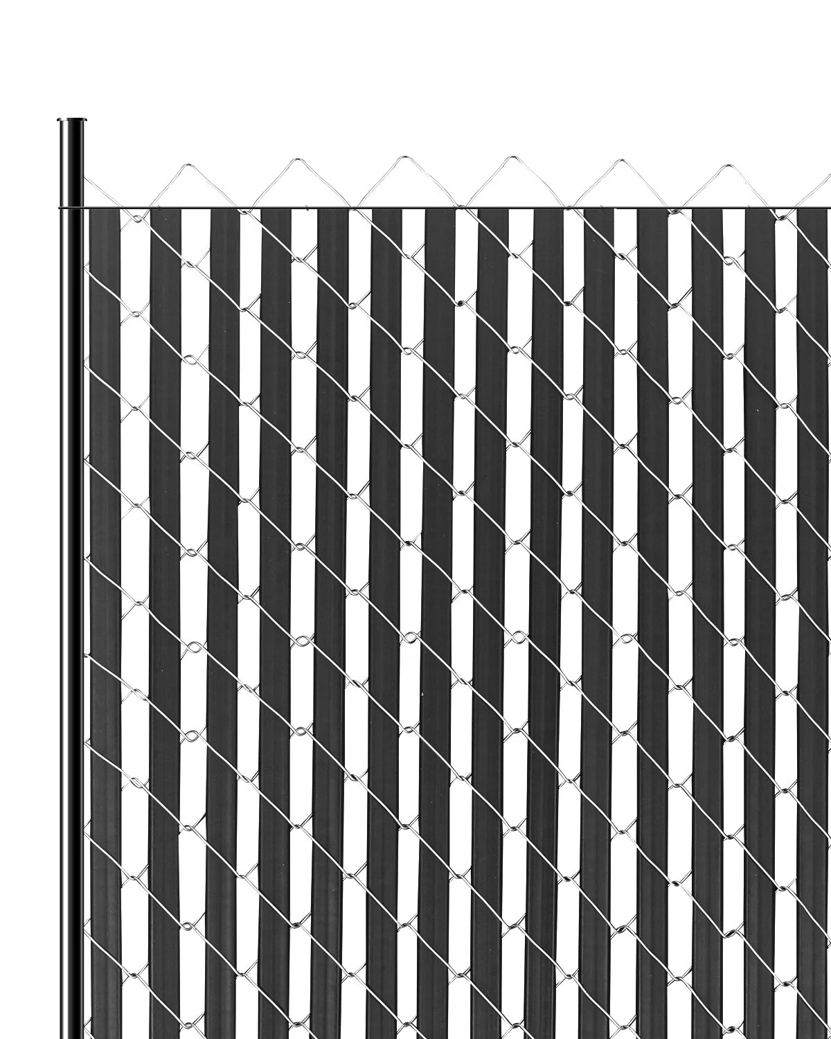 Bottom Locking Privacy Slats, Double-Wall Vertical Bottom-Locking Slats for Chain-Link Fence, High-Density HDPE Chain Link Slats Ideally Fit 6' High Fence for Garden, Farm, Sports Field(Black)