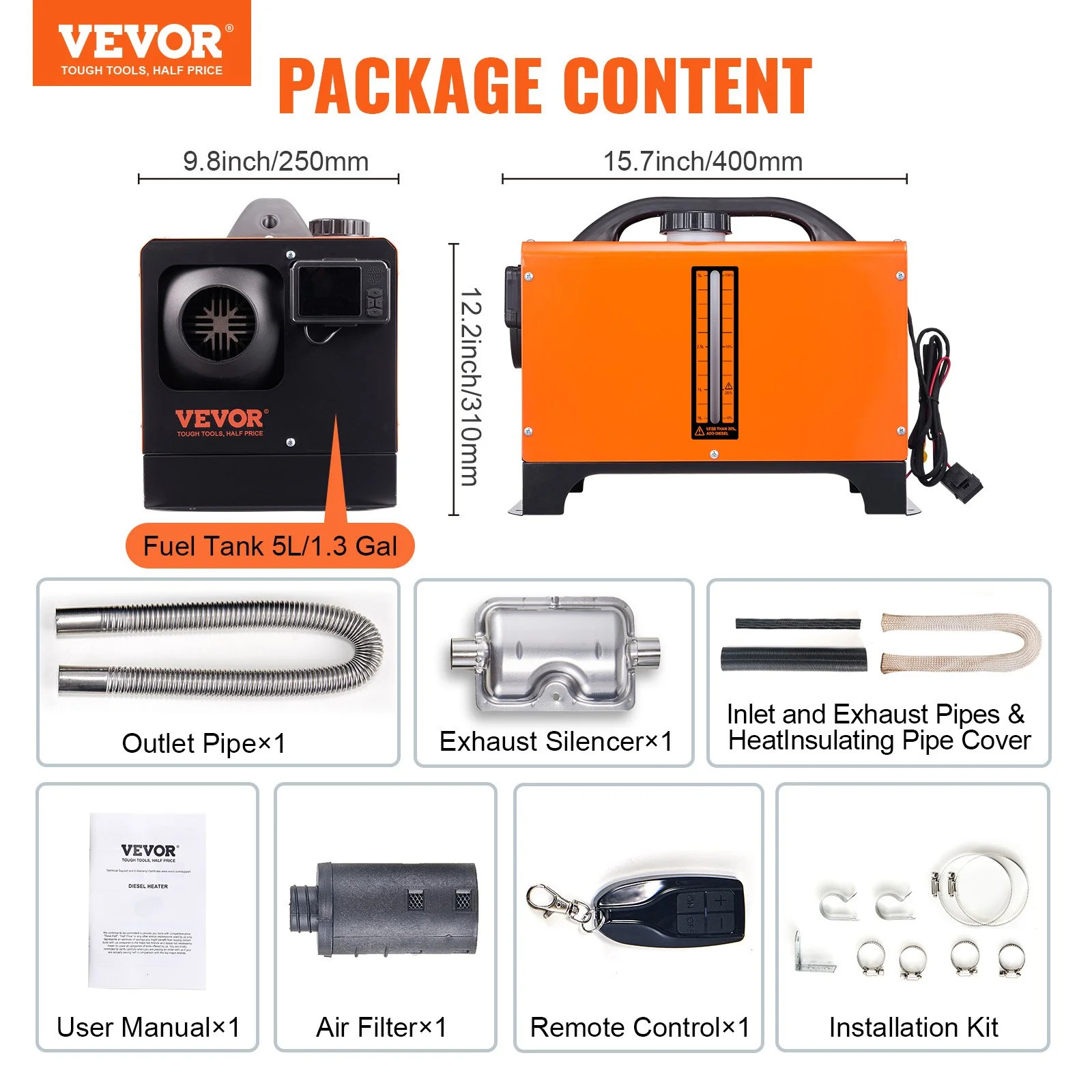 Diesel Air Heater All-in-one 12V 8KW Bluetooth App LCD for Car RV - Image 8