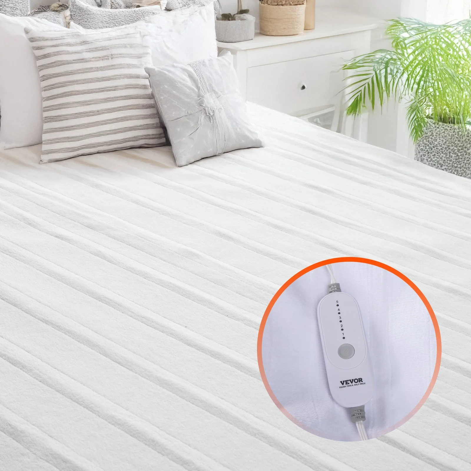 Heated Mattress Pad, 39 x 75 in, Electric Bed Warmer with 1-5 Heat Settings Control, 10-Hour Auto Shut Off, Machine-Wash Breathable Coral Fleece Heating Electric Mattress Sheets, White