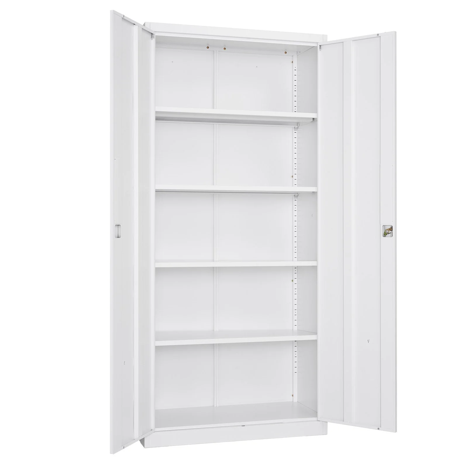 Metal Storage Cabinet, 68.9 in Lockable Steel Garage Cabinet with 4 Adjustable Shelves, 2 Magnetic Doors, 2 Keys, 5 Tiers Tool Storage for Pantry, Warehouse, Basement, Laundry, Office, White - Image 10